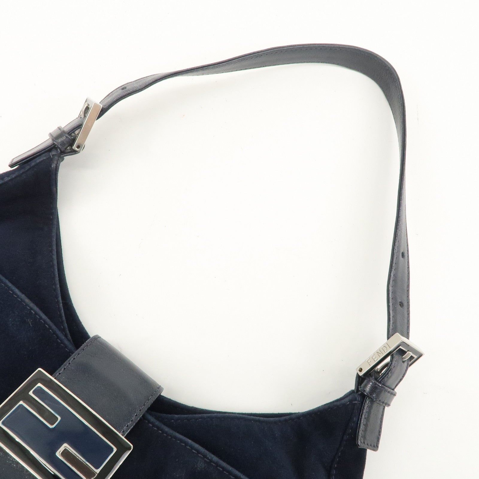 FENDI Suede Leather Shoulder Bag Hand Bag Navy 26569 Used