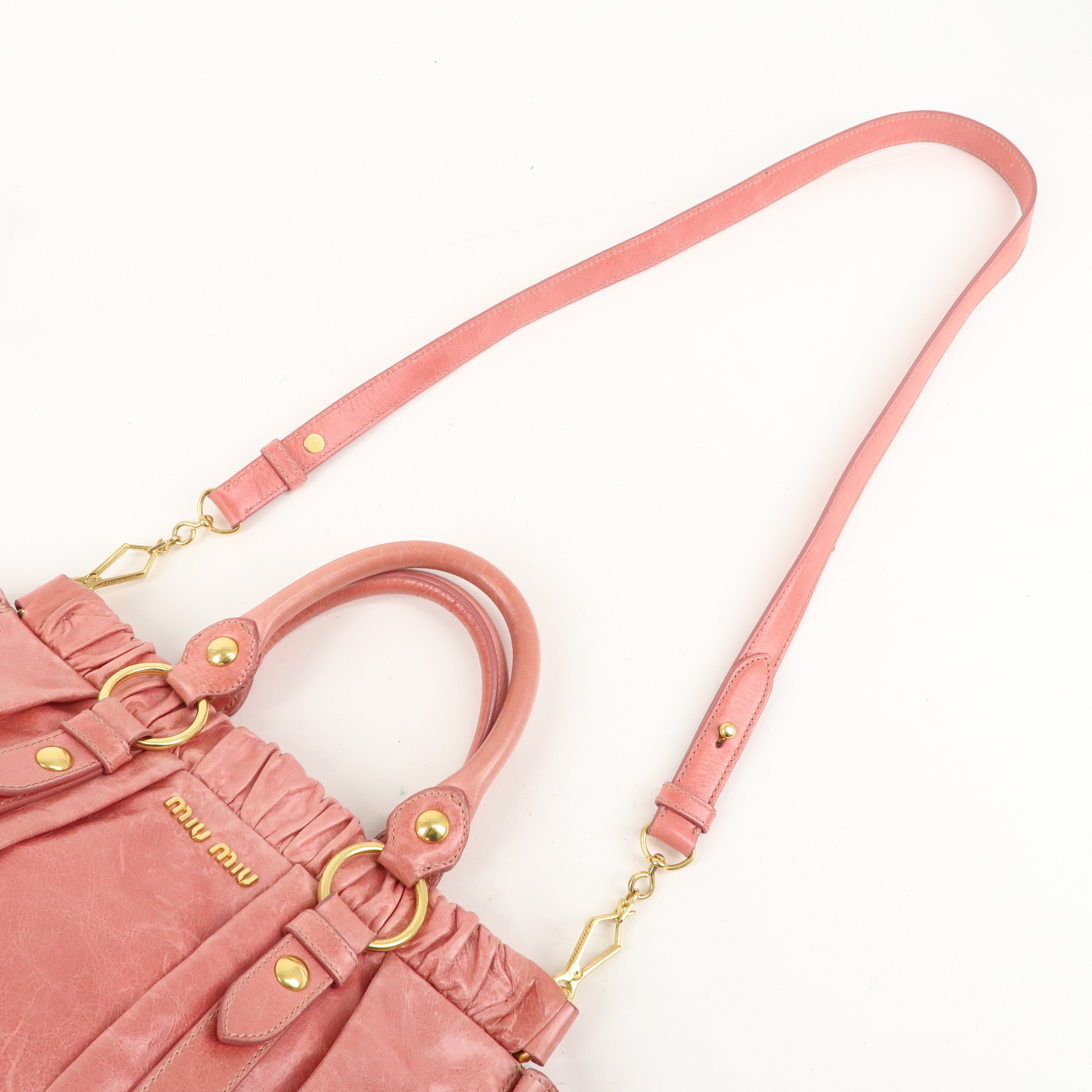 MIU MIU Leather 2Way Bag Shoulder Bag Hand Bag Pink