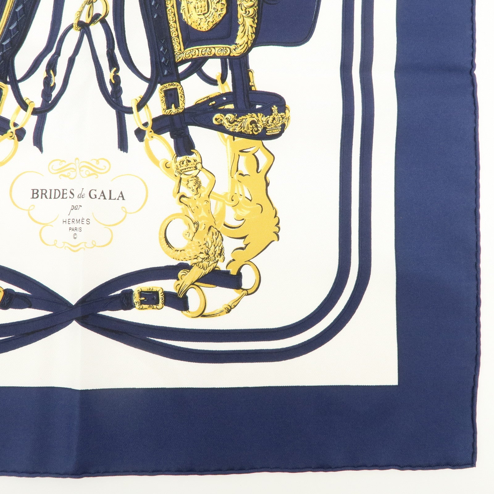 HERMES Carre 45 100% Silk Scarf BRIDES de GALA Horse Bridle Used