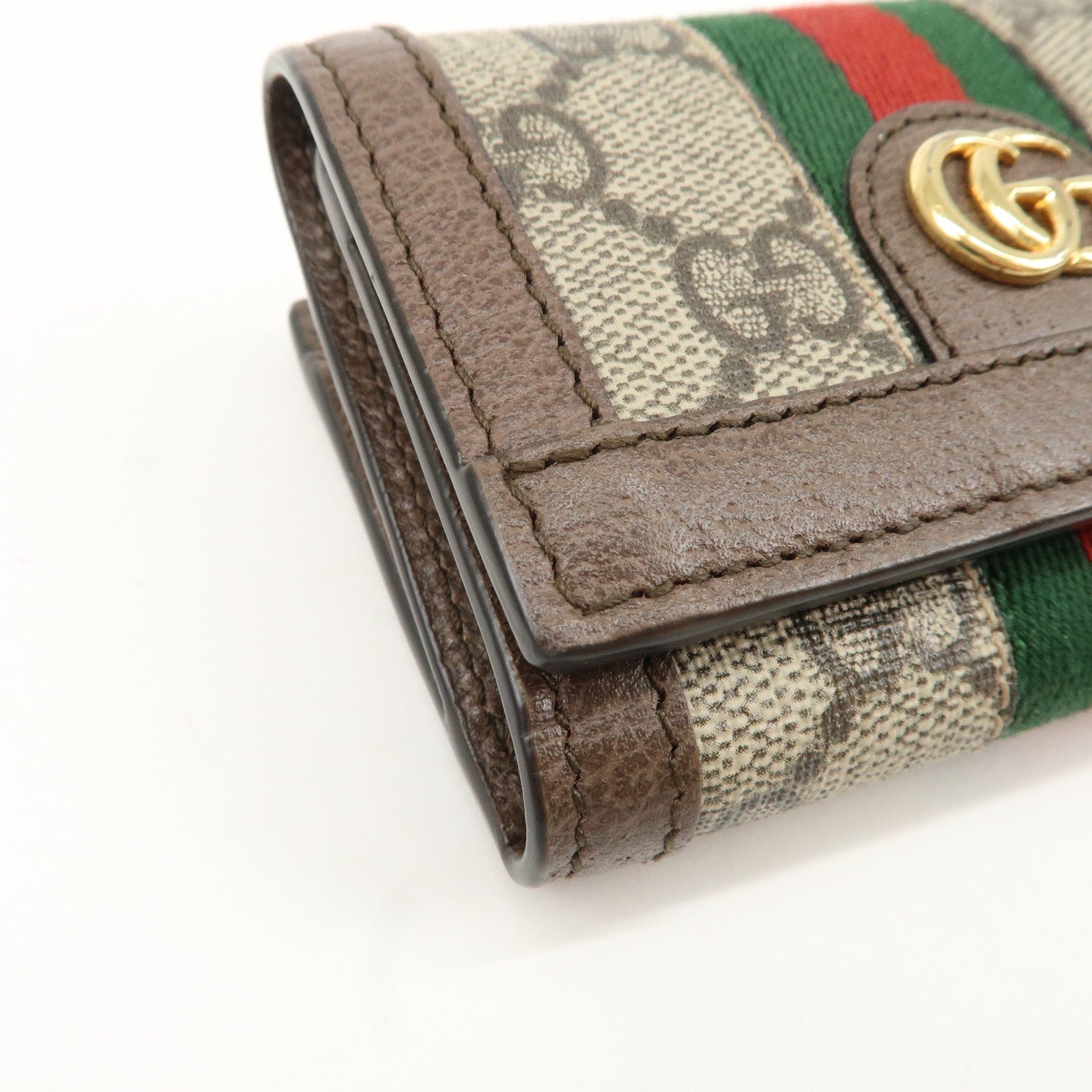 GUCCI Ophidia GG Supreme Leather Tri-Fold Compact Wallet 644334 Used