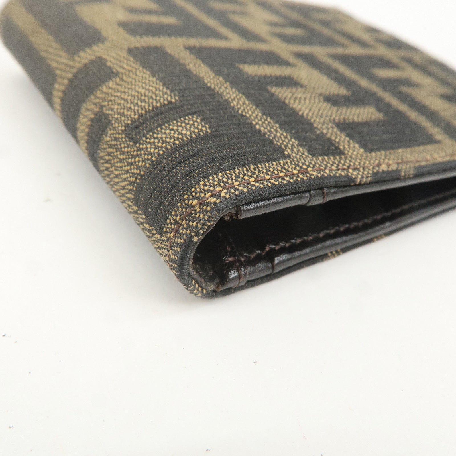 FENDI Zucca Canvas Bi Fold Wallet Khaki Black 7M0001