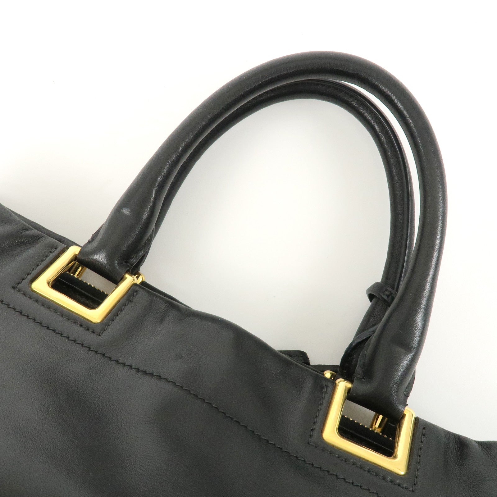 PRADA Leather Ribbon 2way Bag Hand Bag Black BN2244