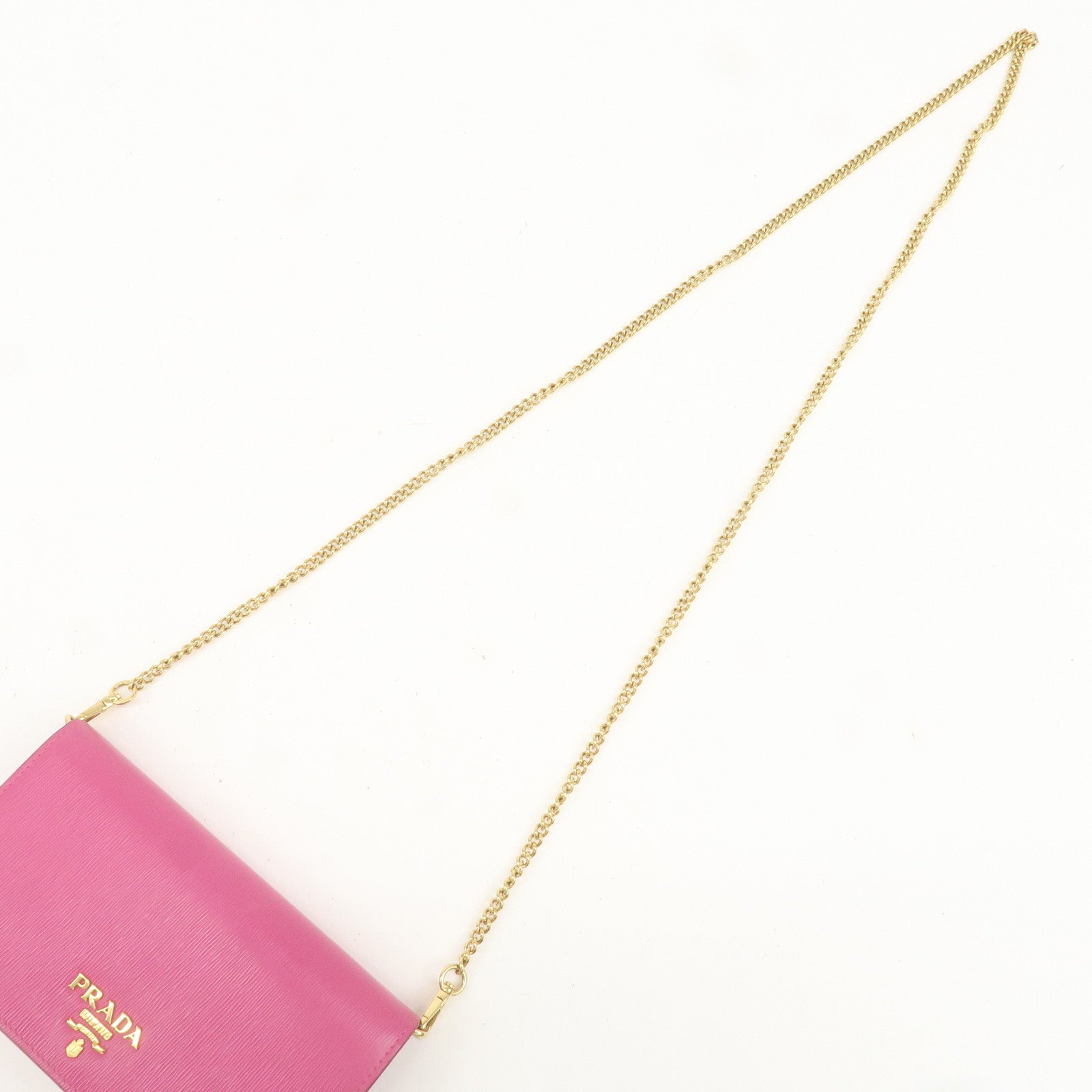 PRADA Leather Chain Wallet ORCHIDEA Pink 1DH044