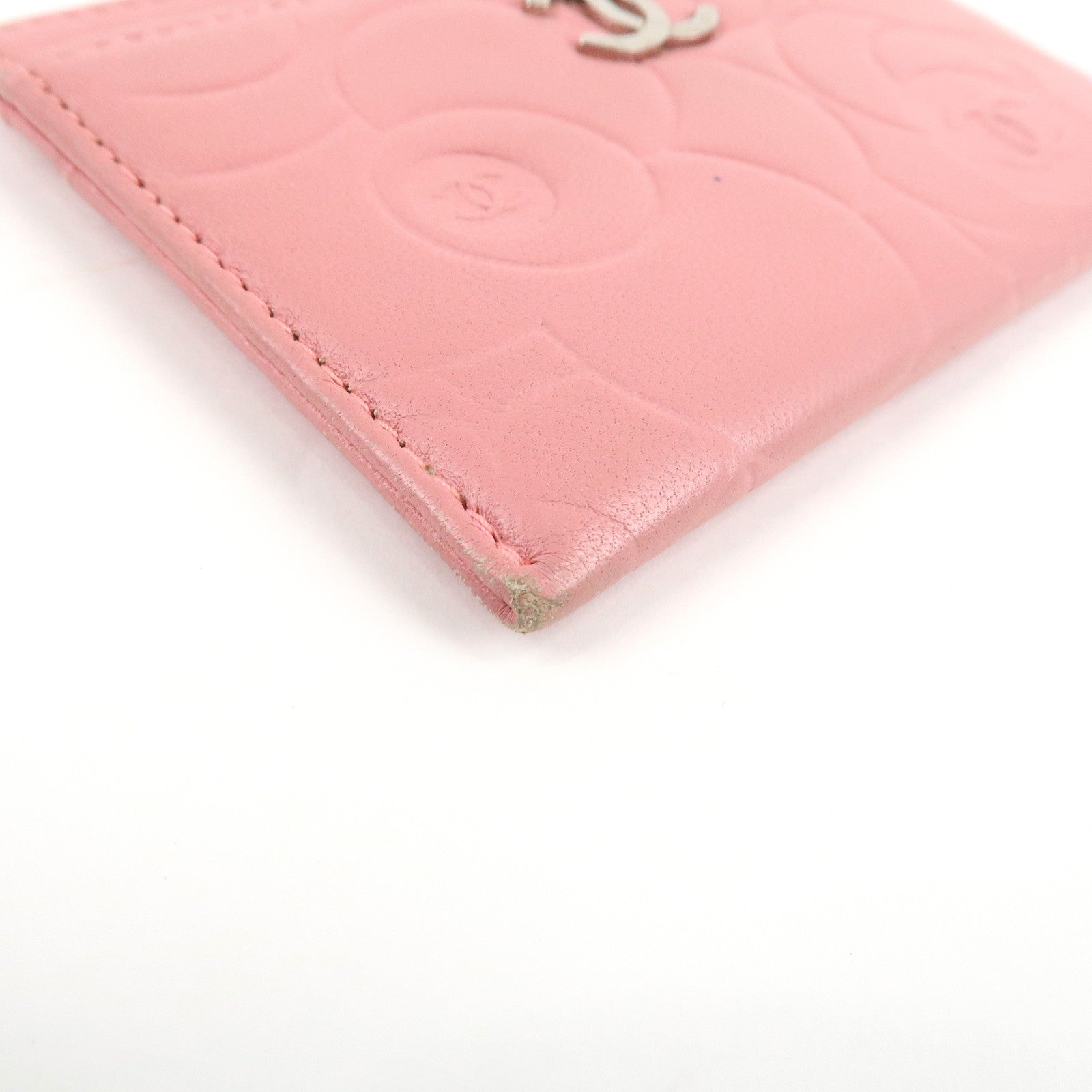 CHANEL Camelia Lamb Skin Card Case Pink A82286