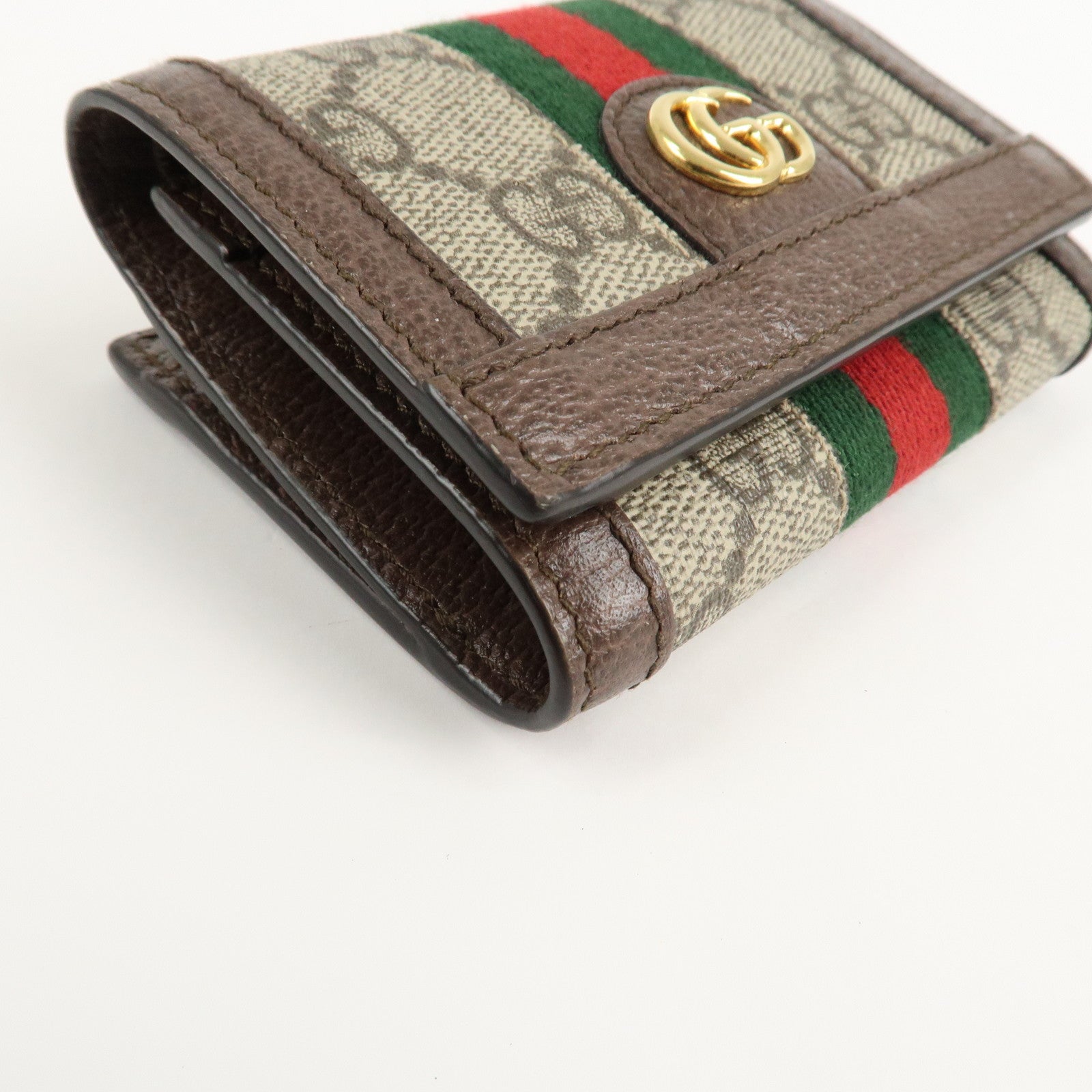 GUCCI Ophidia Sherry GG Supreme Leather Compact Wallet 644334 Used