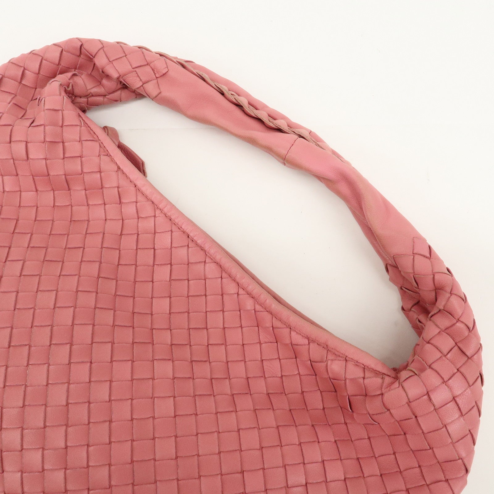 BOTTEGA VENETA Hobo Intrecciato Leather Shoulder Bag Pink 115653