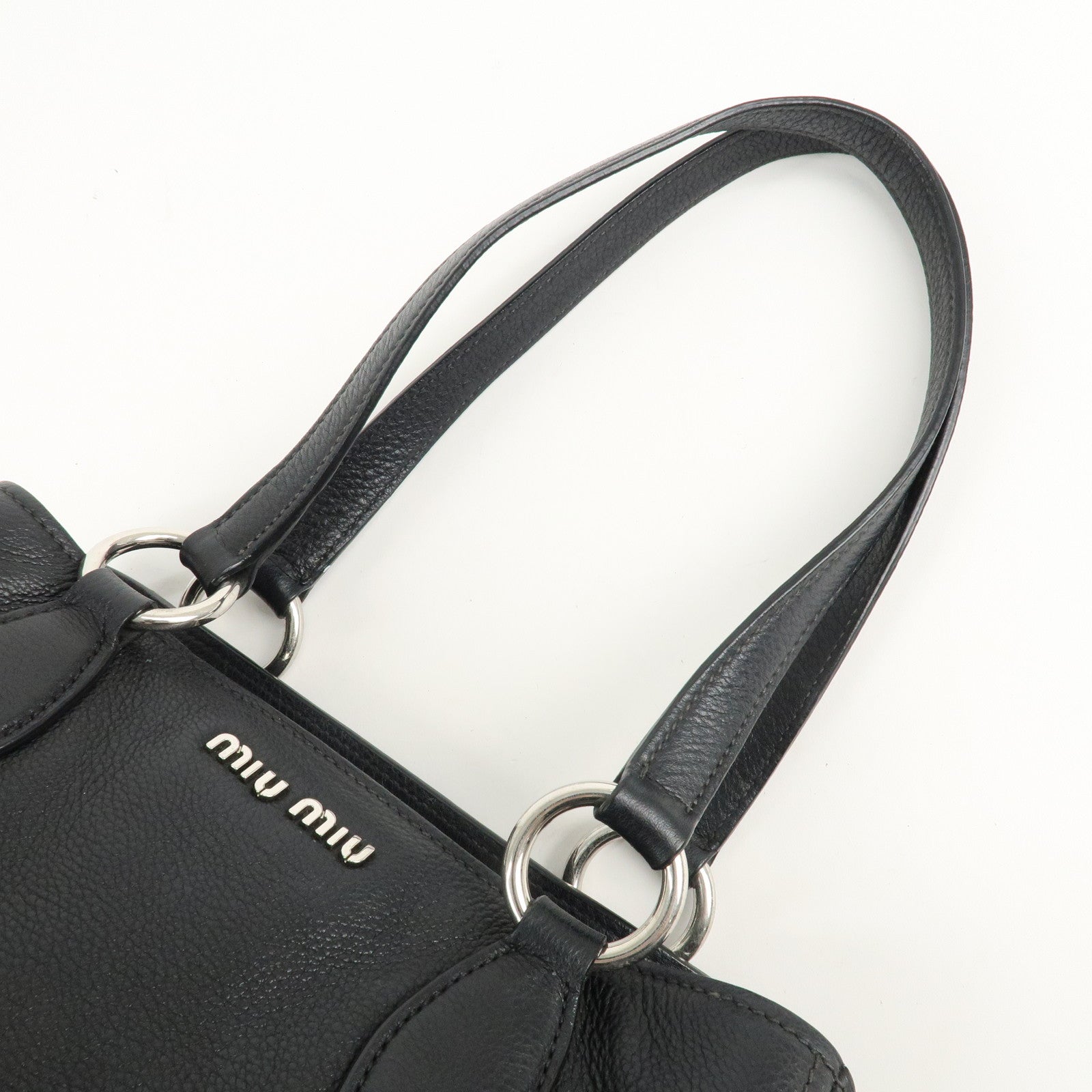 MIU MIU Leather 2Way Bag Shoulder Bag Hand Bag Black RR2014