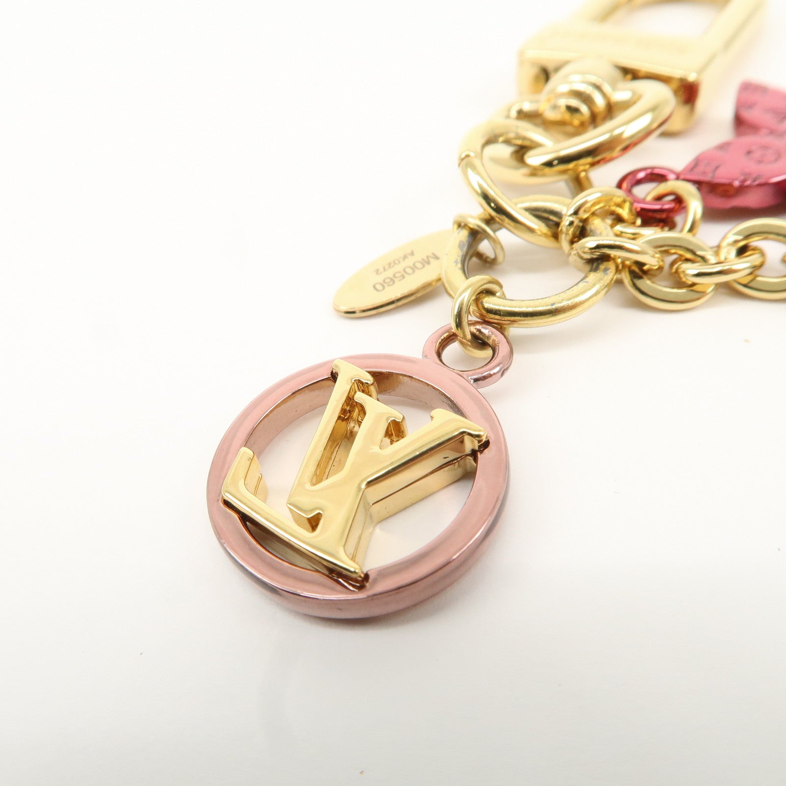 Louis Vuitton Porte Cles LV Nanogram Bag Charm Gold Pink M00560 Used