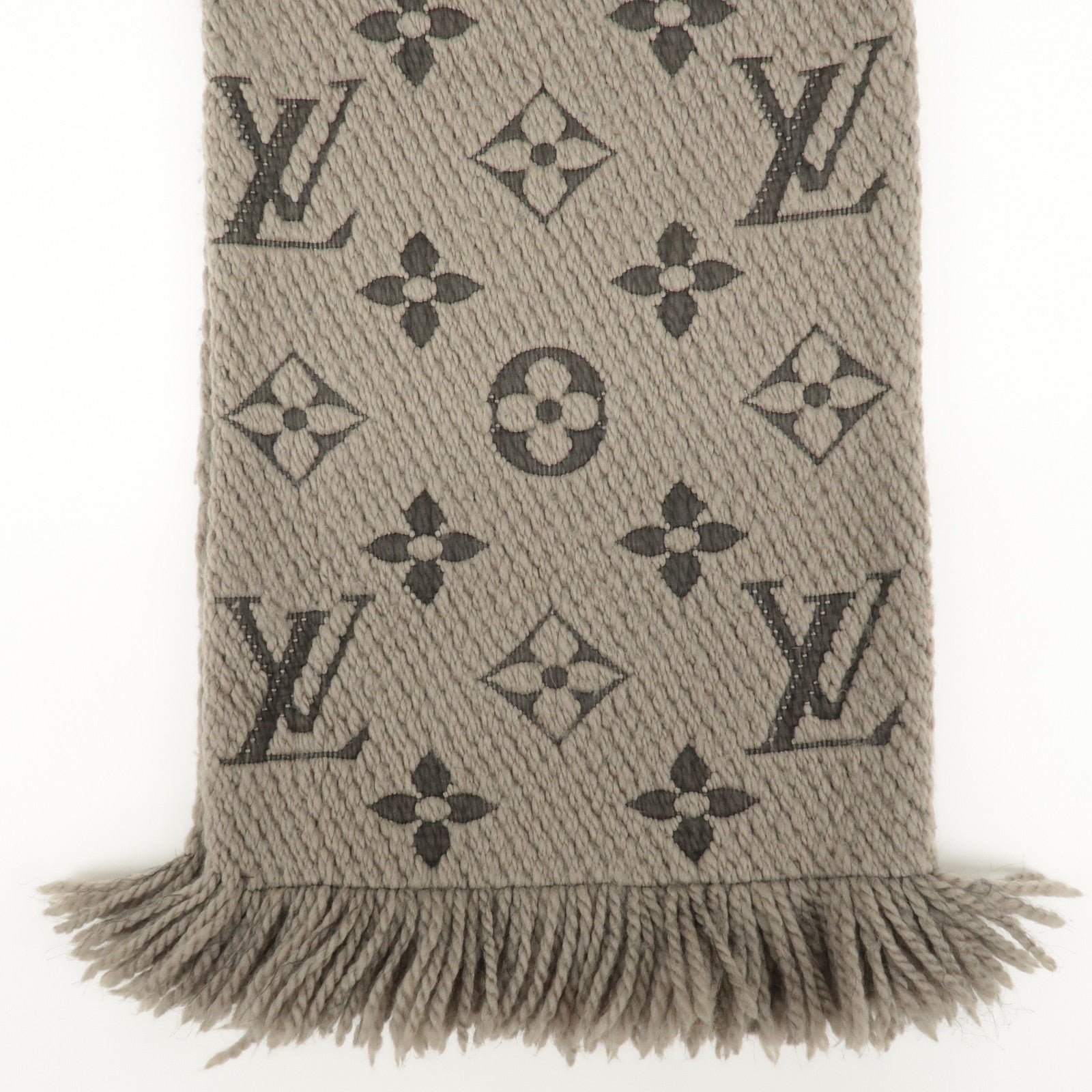 Louis Vuitton Escharpe Logo Mania Cashmere Scarf Gray 413287 Used