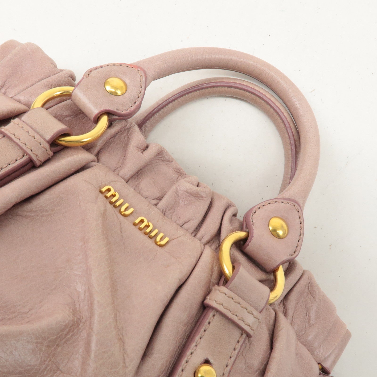 MIU MIU Leather 2WAY Bag Hand Bag Shoulder Bag Pink