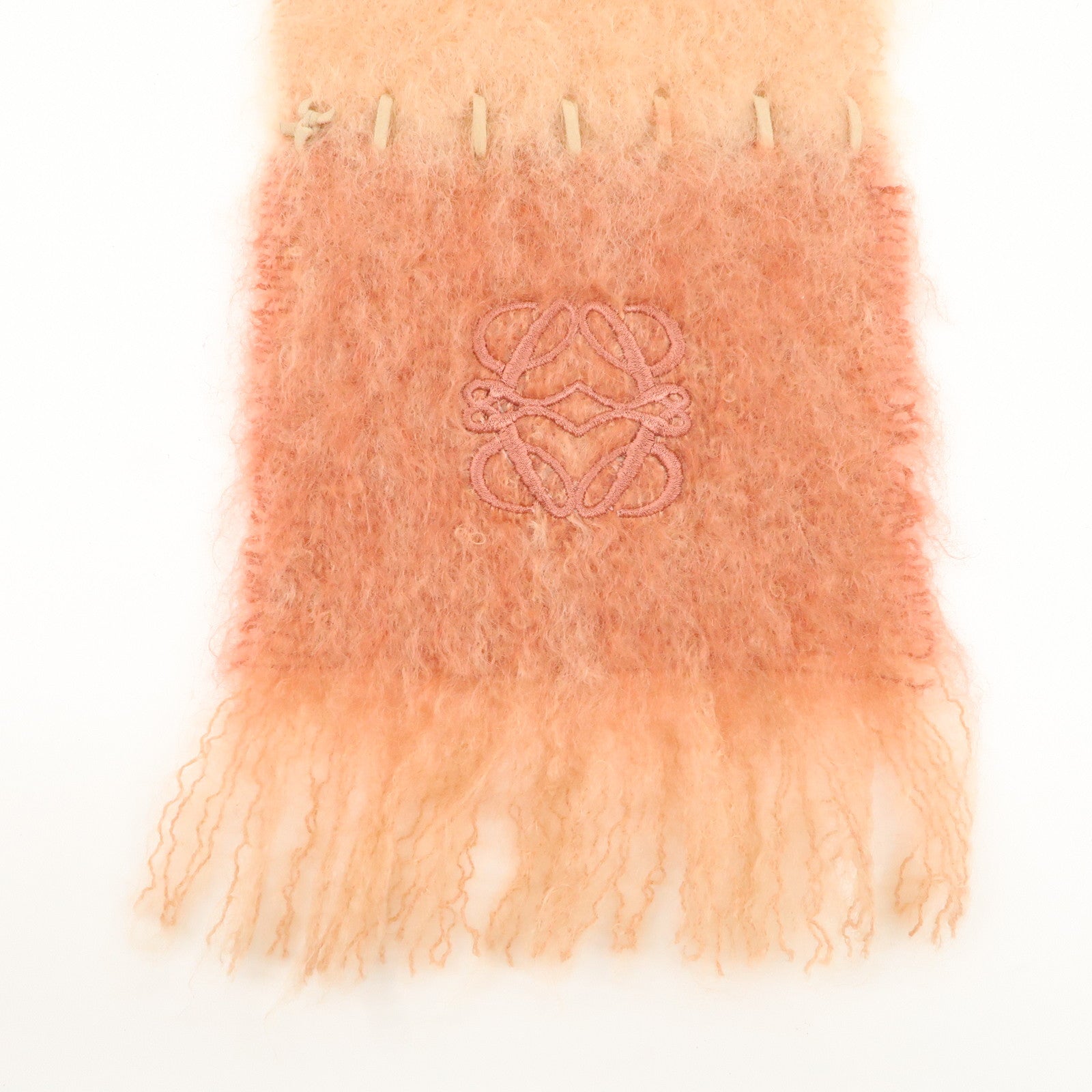 LOEWE Anagram Mohair Wool Scarf Coral Pink Used