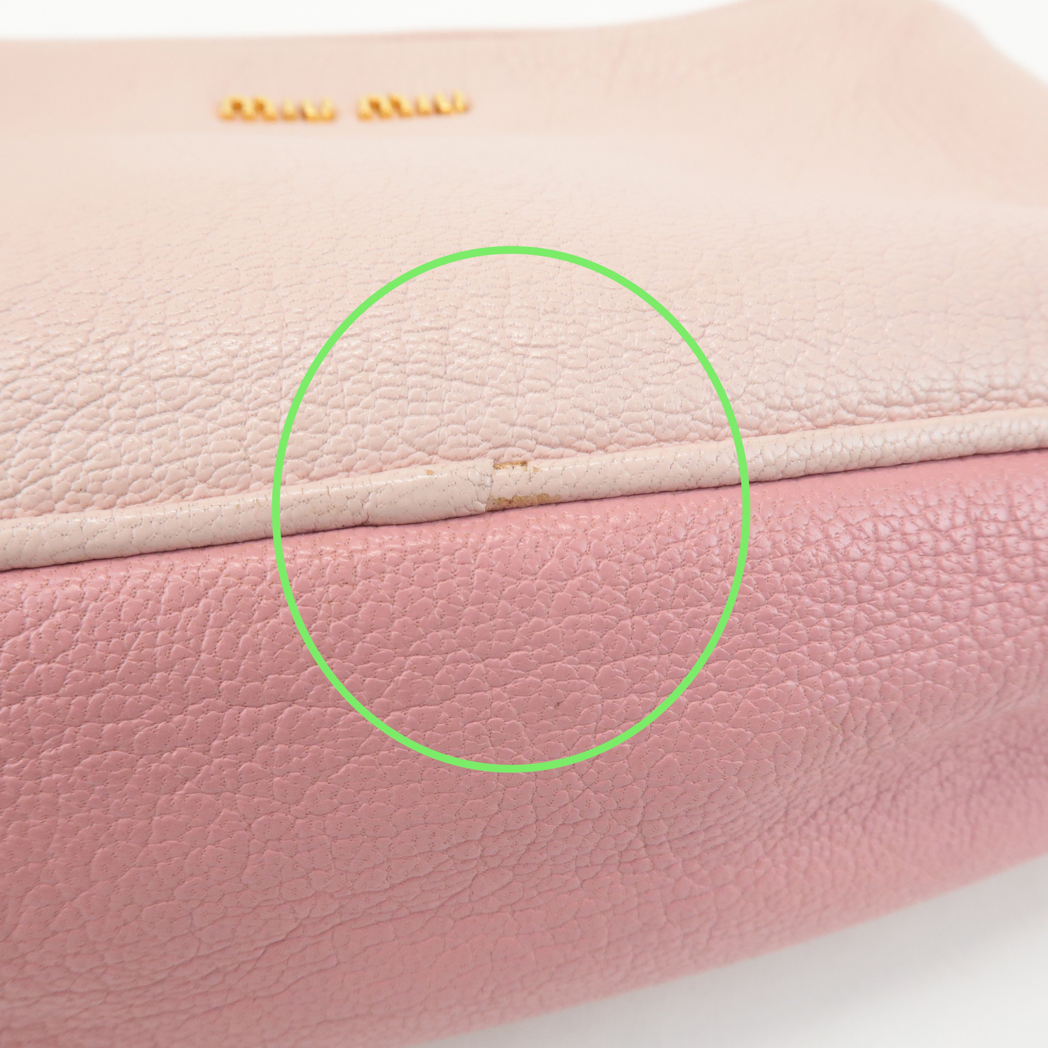 MIU MIU Leather Shoulder Bag Hand Bag Pink Light Pink Used