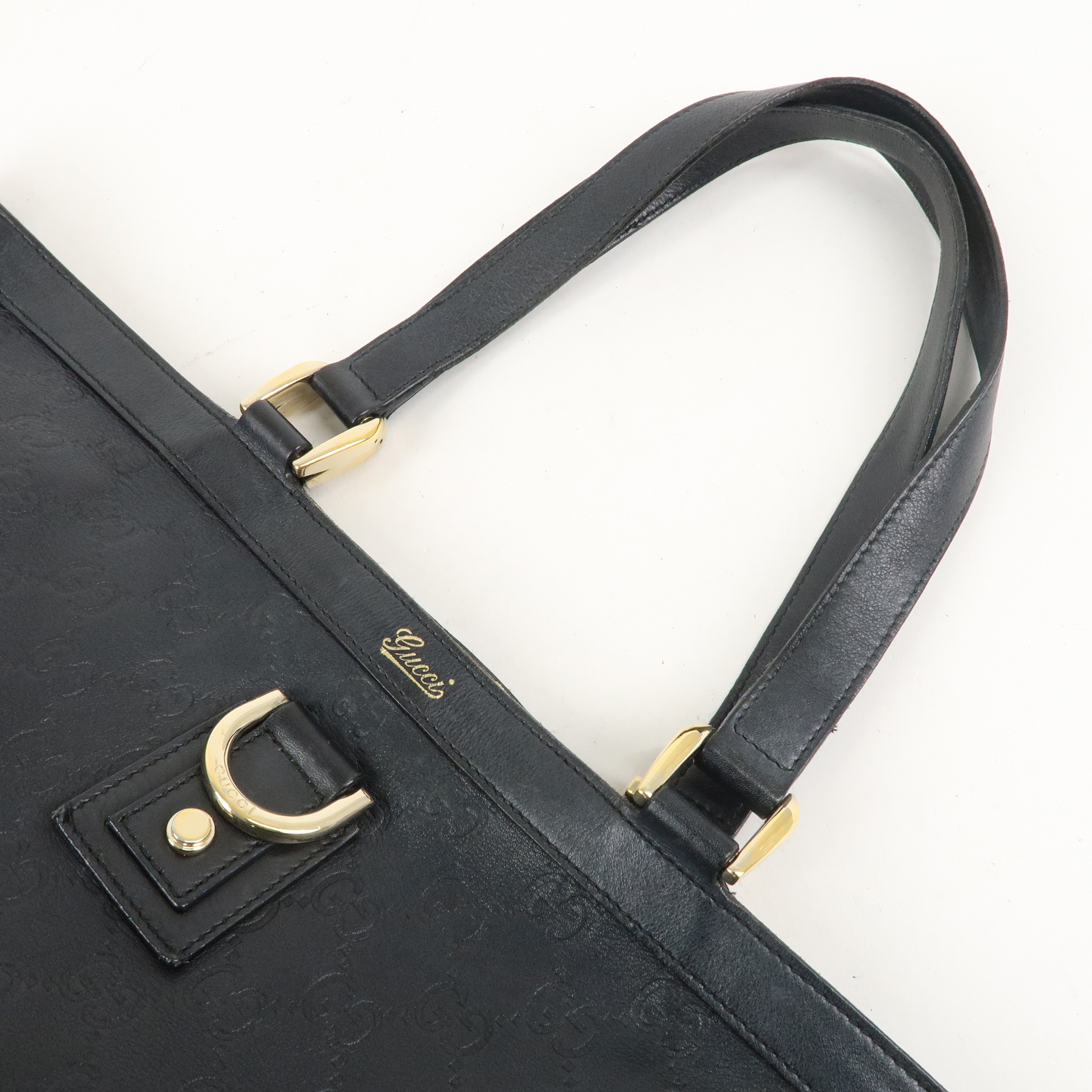 GUCCI Abbey Guccissima Leather Tote Bag Black 141472