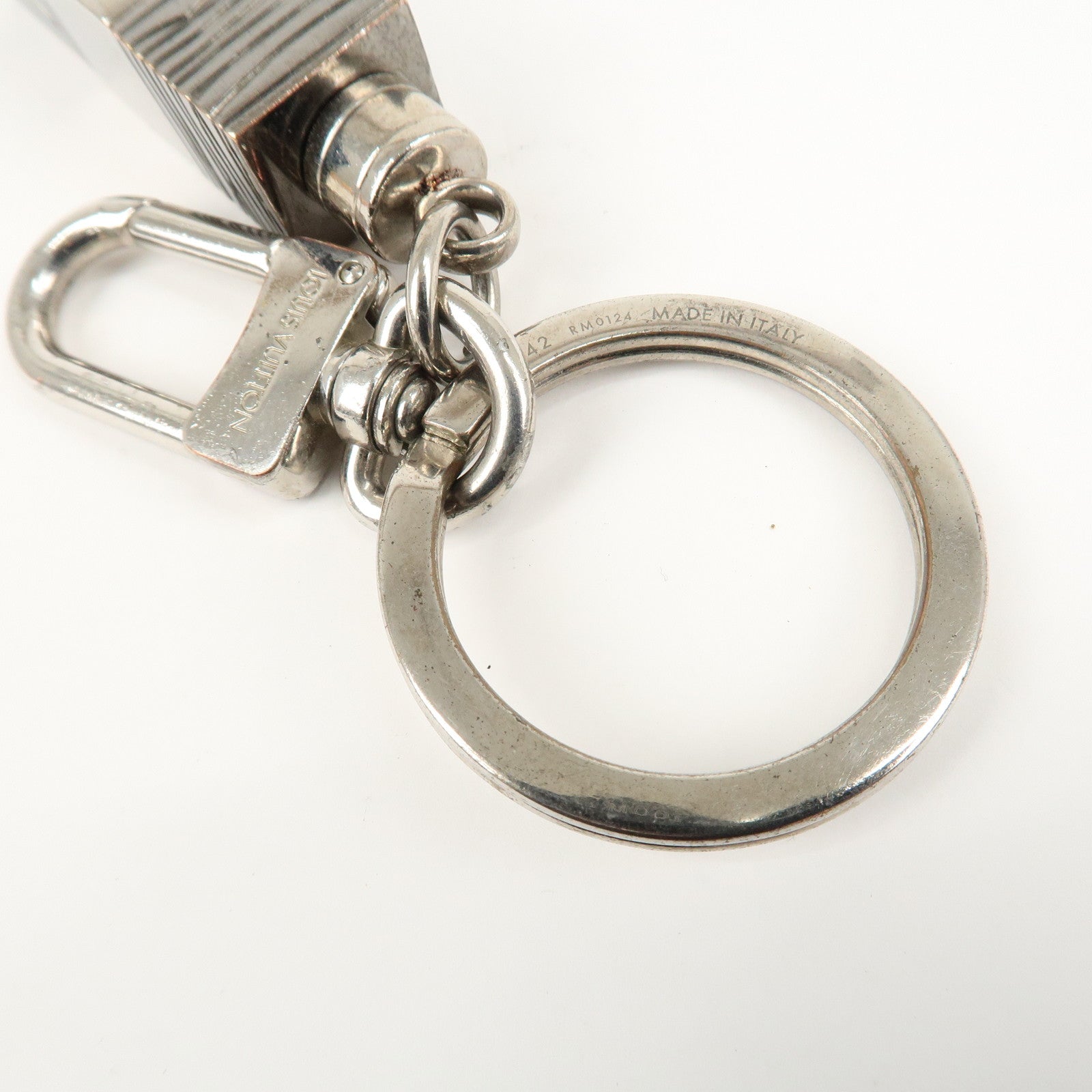 Louis Vuitton Porte Cles Cube Bag Key Charm Silver Gray M67142 Used