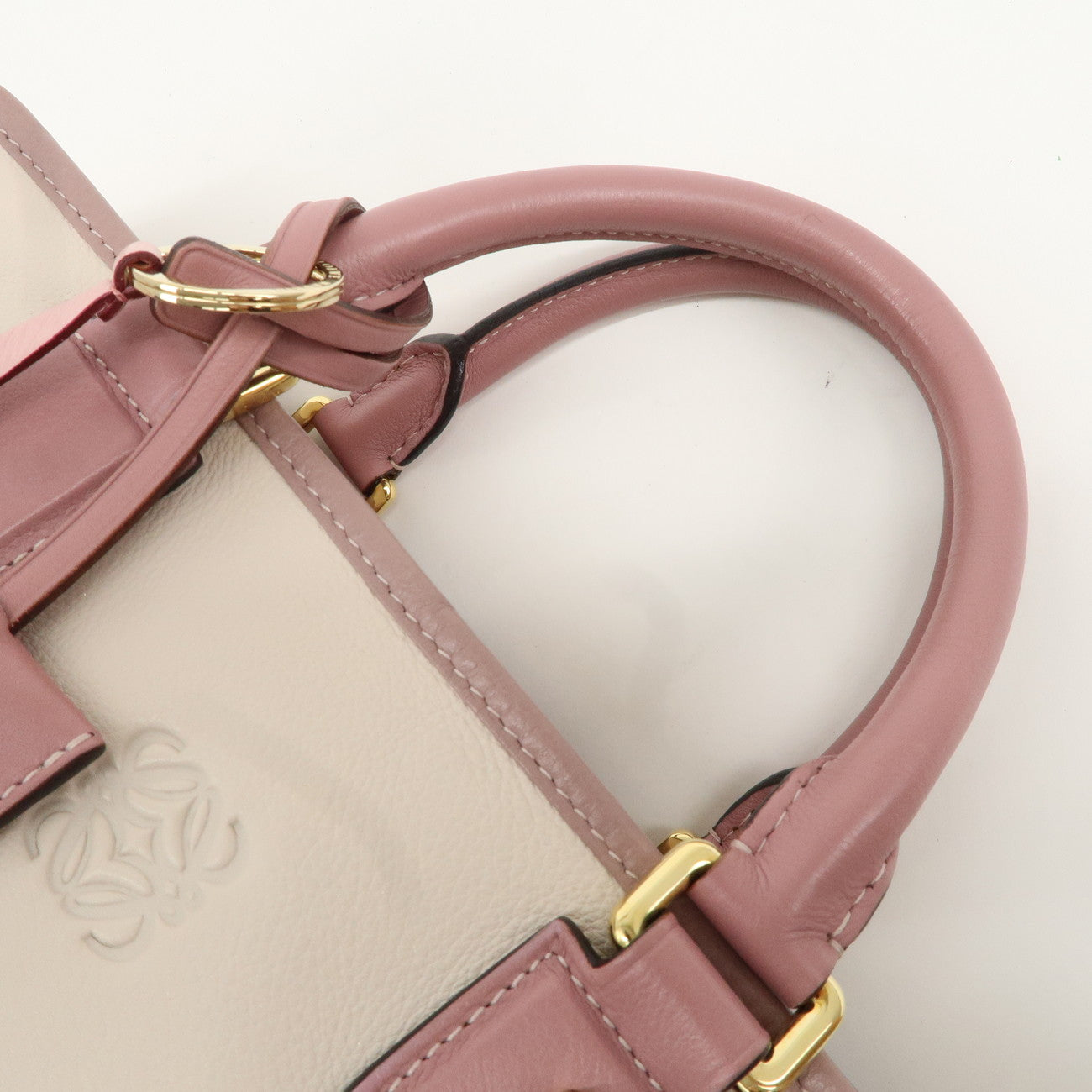 LOEWE Leather Bag Amazona 28 Cherry Blossom White Pink Beige