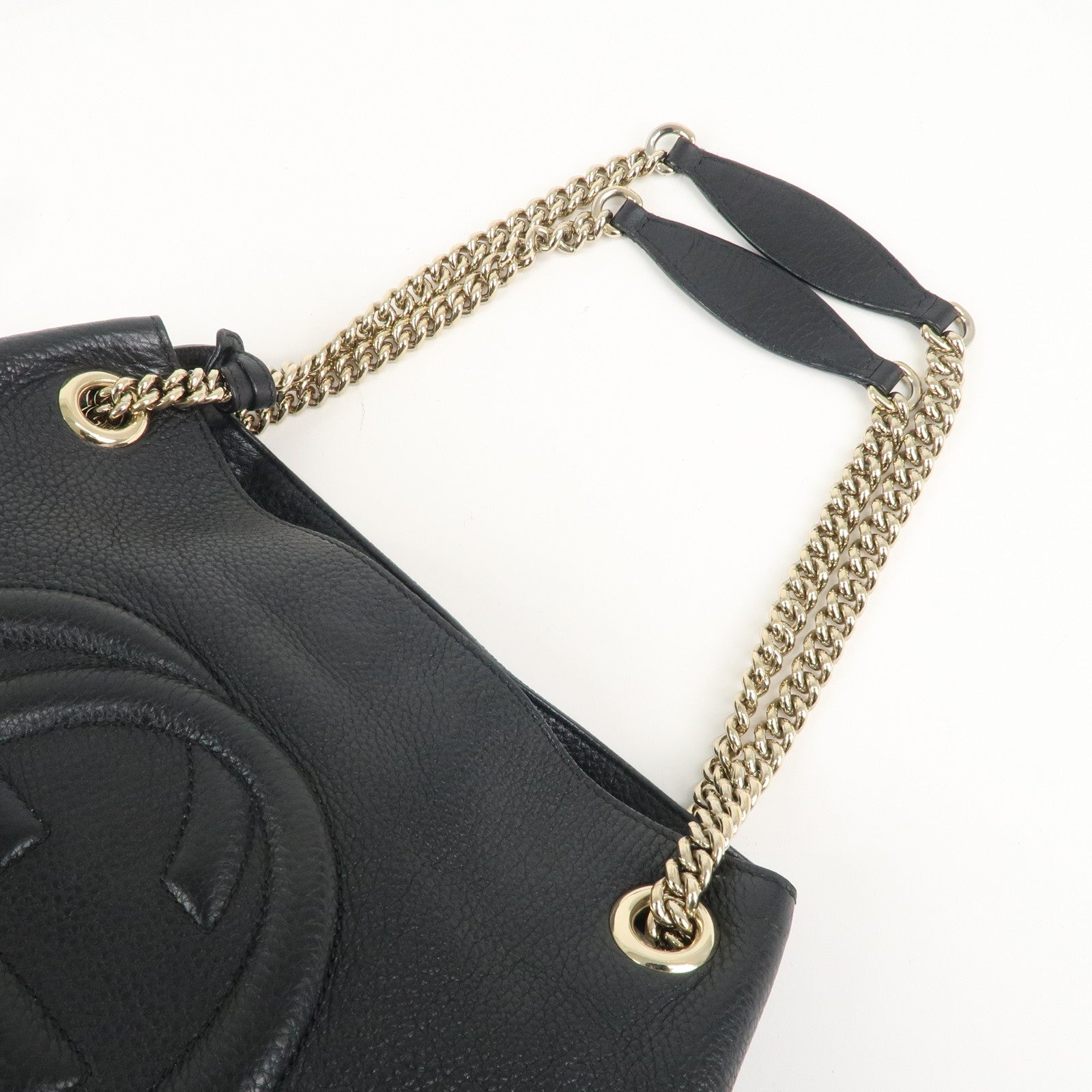 GUCCI Soho Leather Chain Shoulder Bag Black 308982