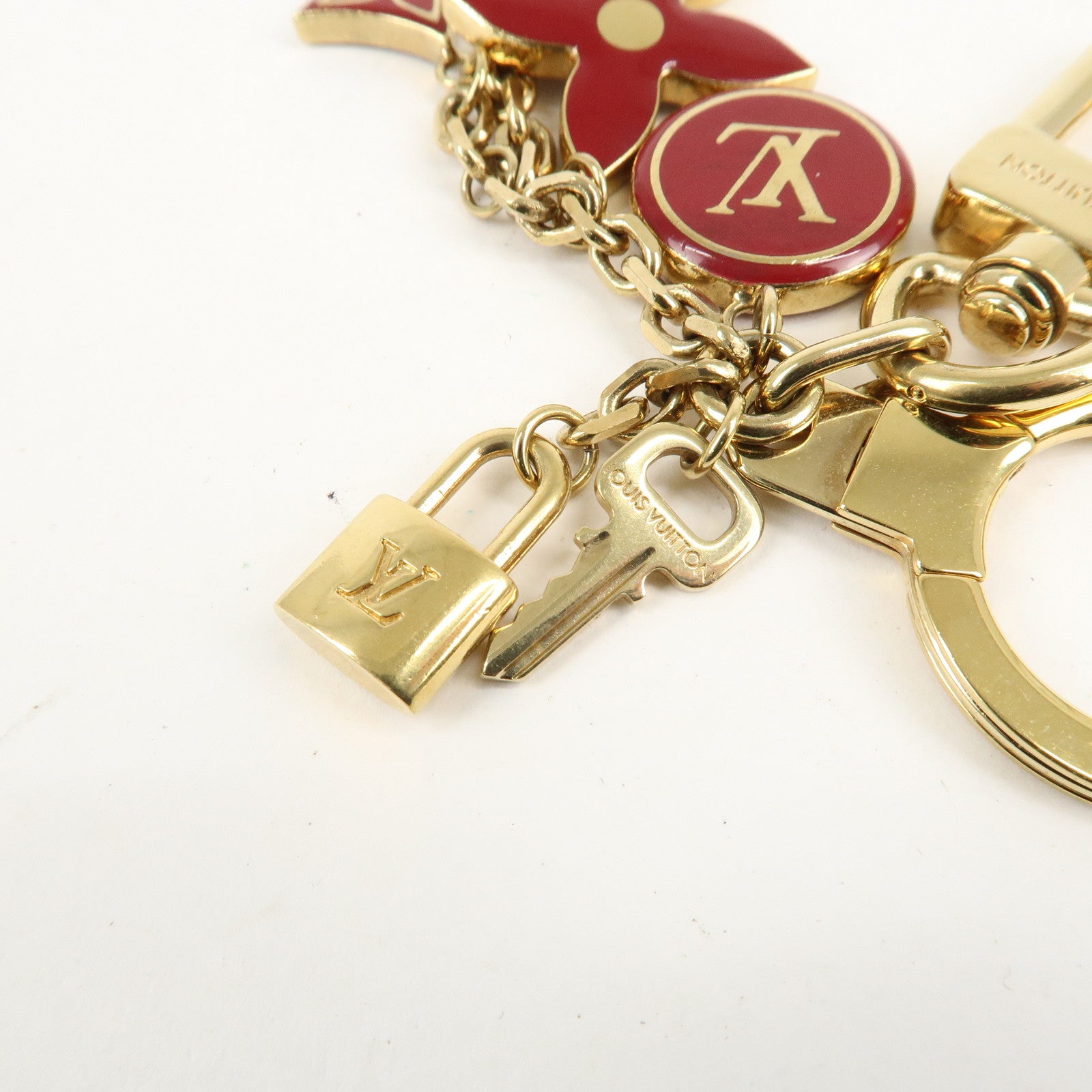 Louis Vuitton Porte Cles Panpelle Bag Charm Gold Red M91928 Used