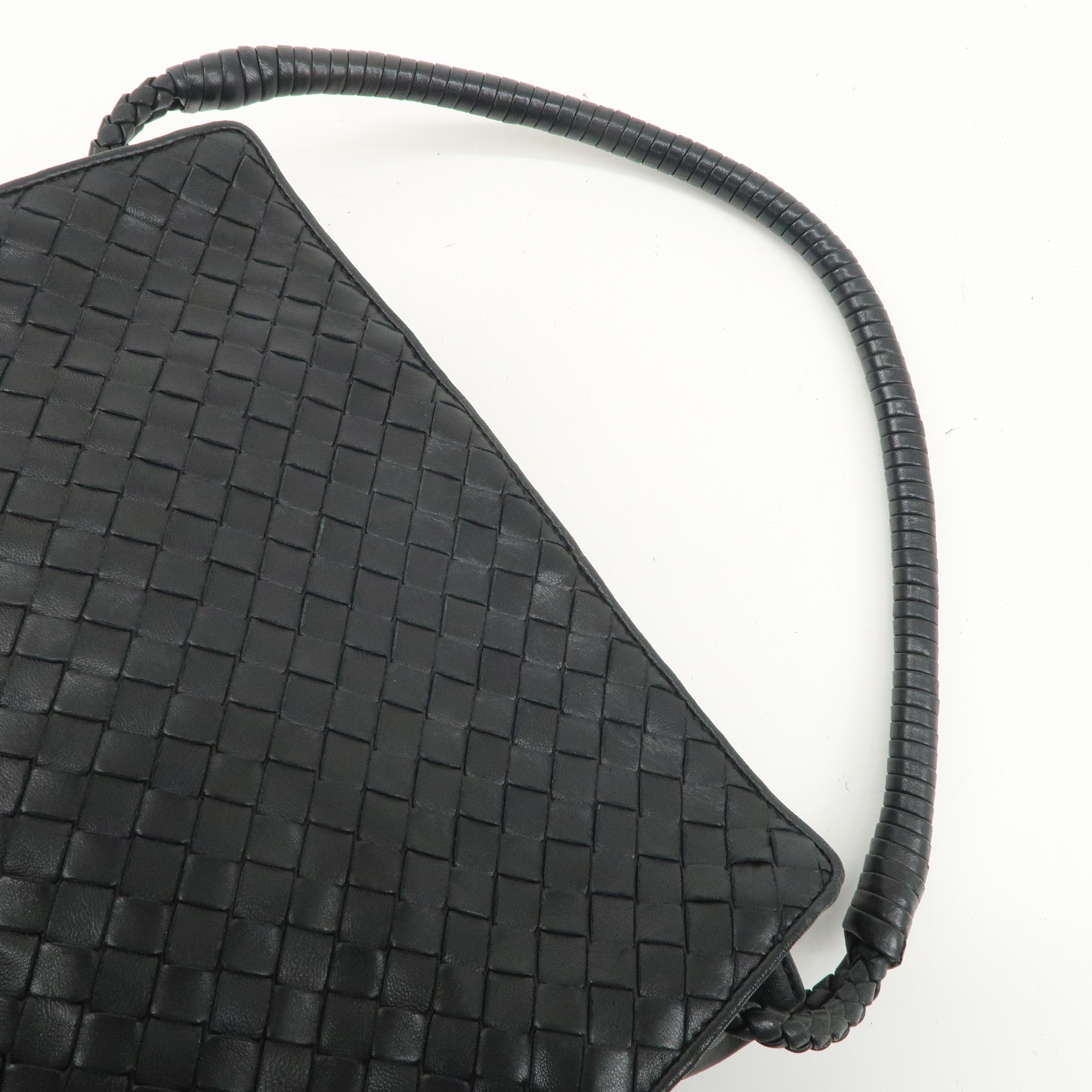 BOTTEGA VENETA Intrecciato Leather Shoulder Bag Black 115655