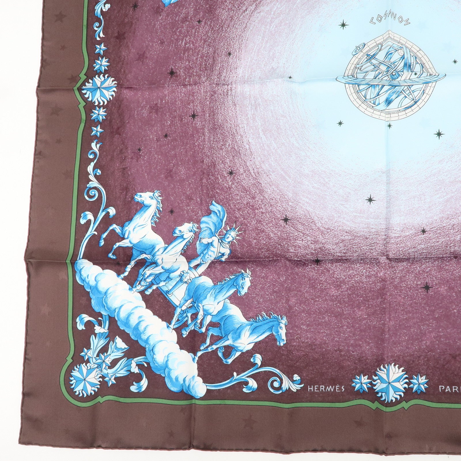 HERMES Carre 90 Silk 100% Scarf COSMOS Space View Brown Blue White