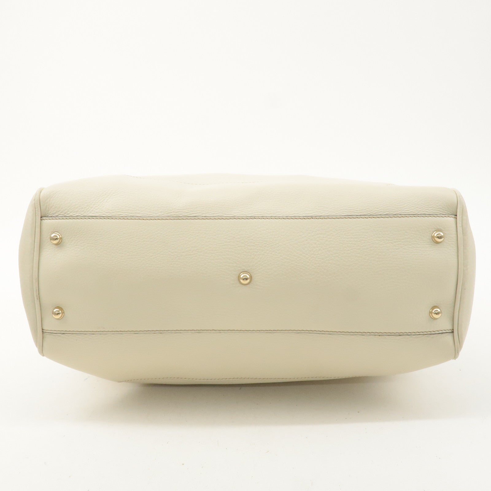 GUCCI Bamboo Leather Hand Bag Ivory 282317