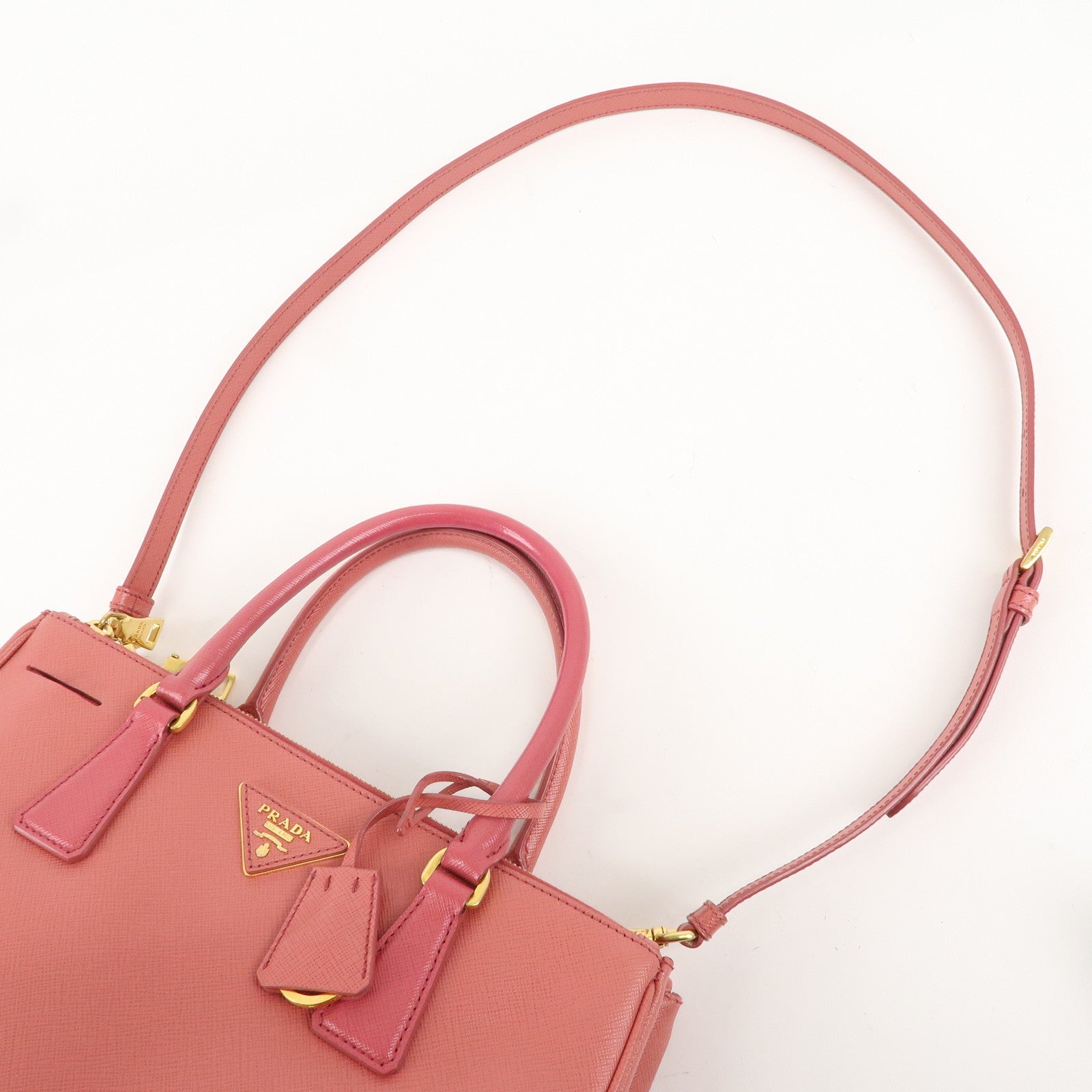 PRADA Logo Saffiano Leather 2WAY Bag Hand Bag Shoulder Bag Pink