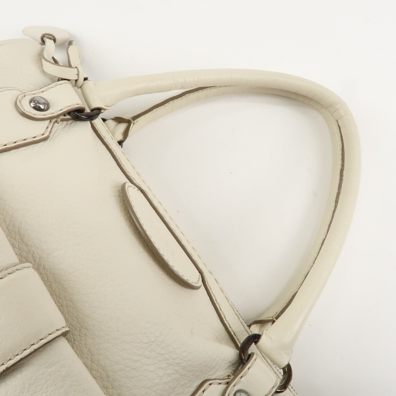 TOD
S Leather Shoulder Bag Hand Bag White Used