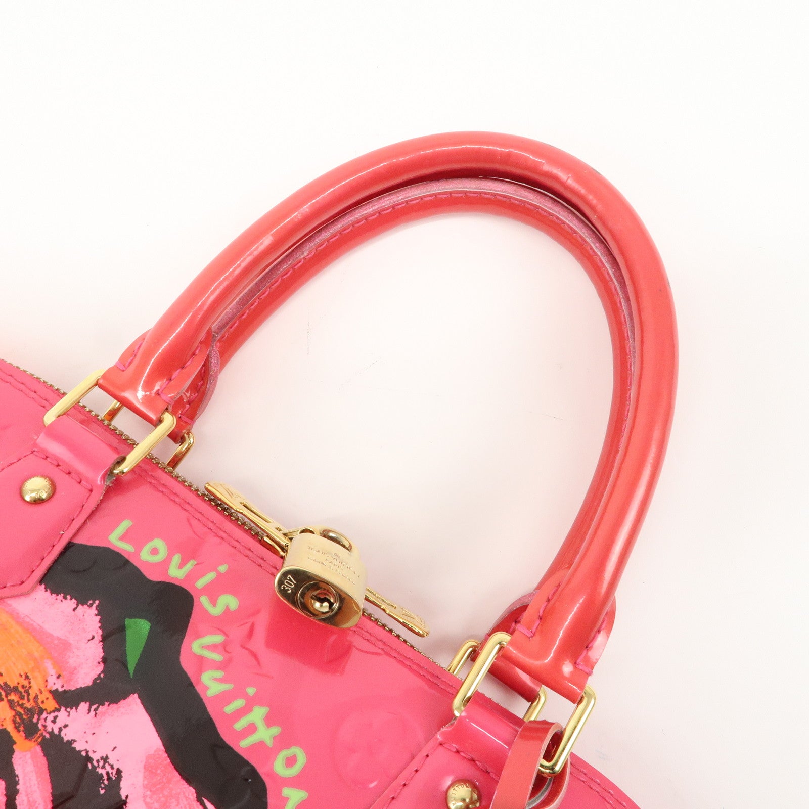 Louis Vuitton Monogram Vernis Alma MM Rose Hand Bag M93686 Used