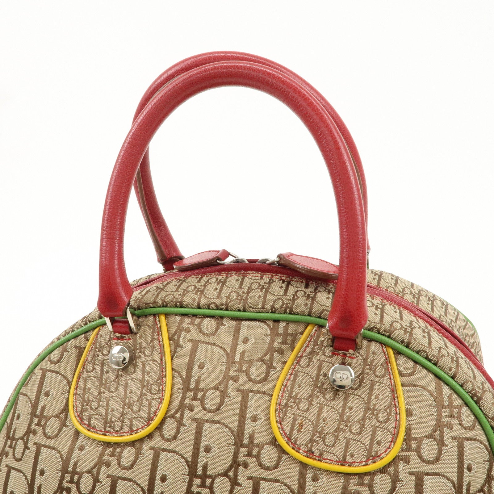 Christian Dior Trotter Rasta Canvas Leather Hand Bag Beige