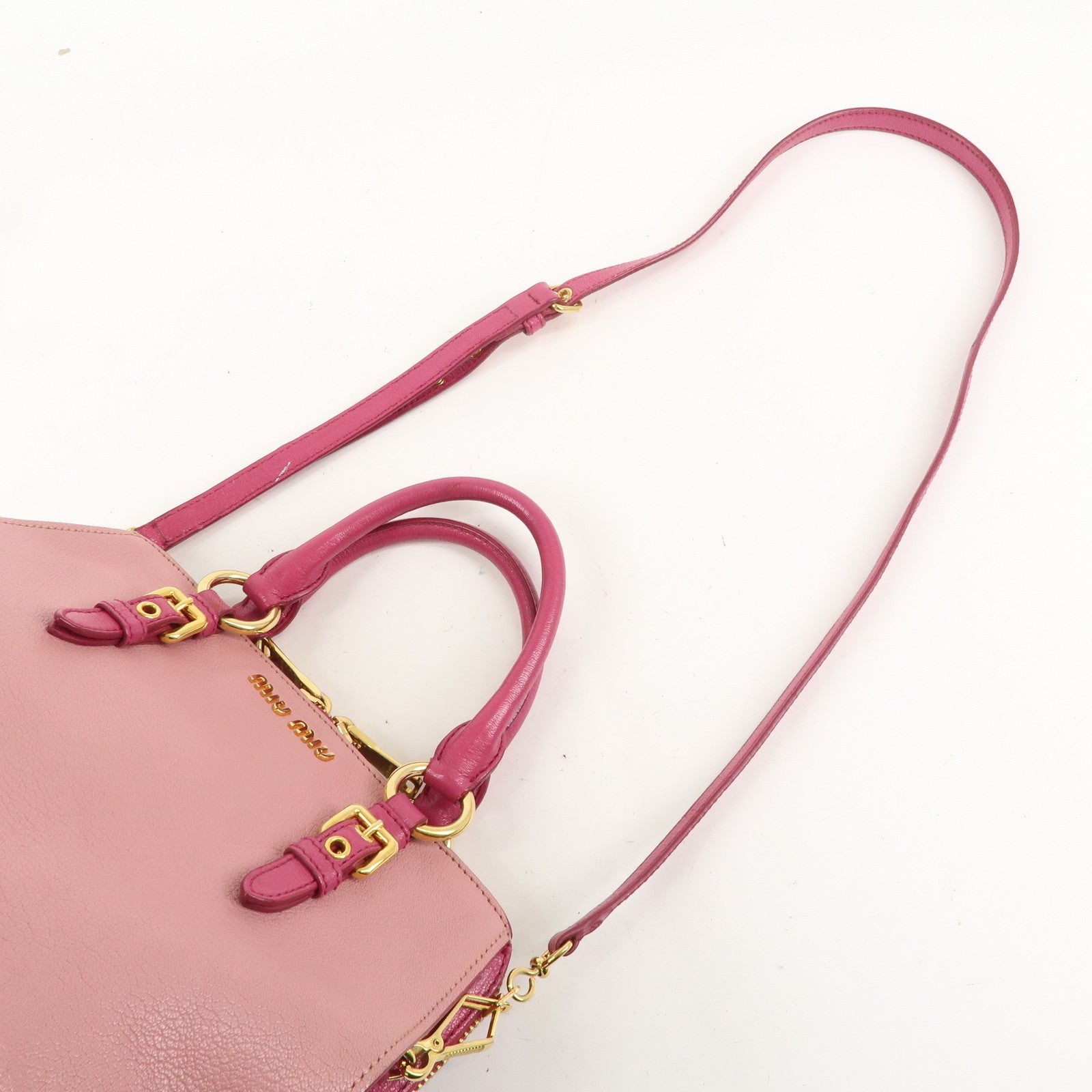 MIU MIU Leather 2WAY Bag Hand Bag Shoulder Bag Pink