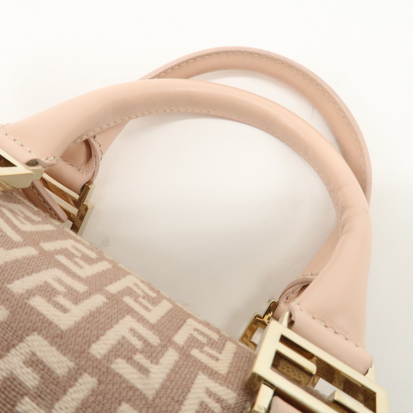 FENDI Zucchino Canvas Leather Mini Boston Bag Pink 8BL071