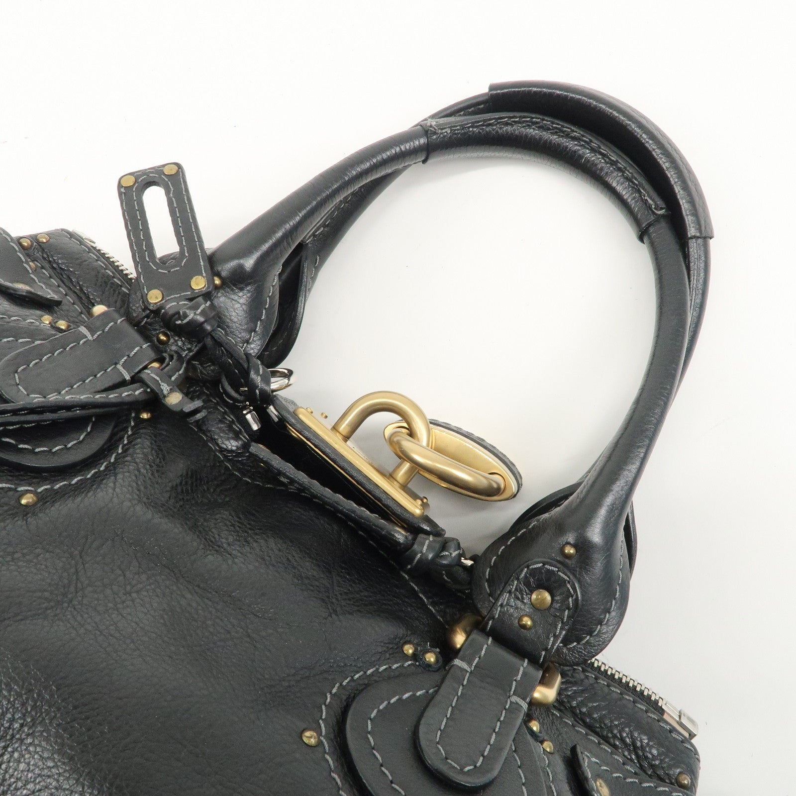 Chloe Paddington Leather Hand Bag Black Gold Hardware