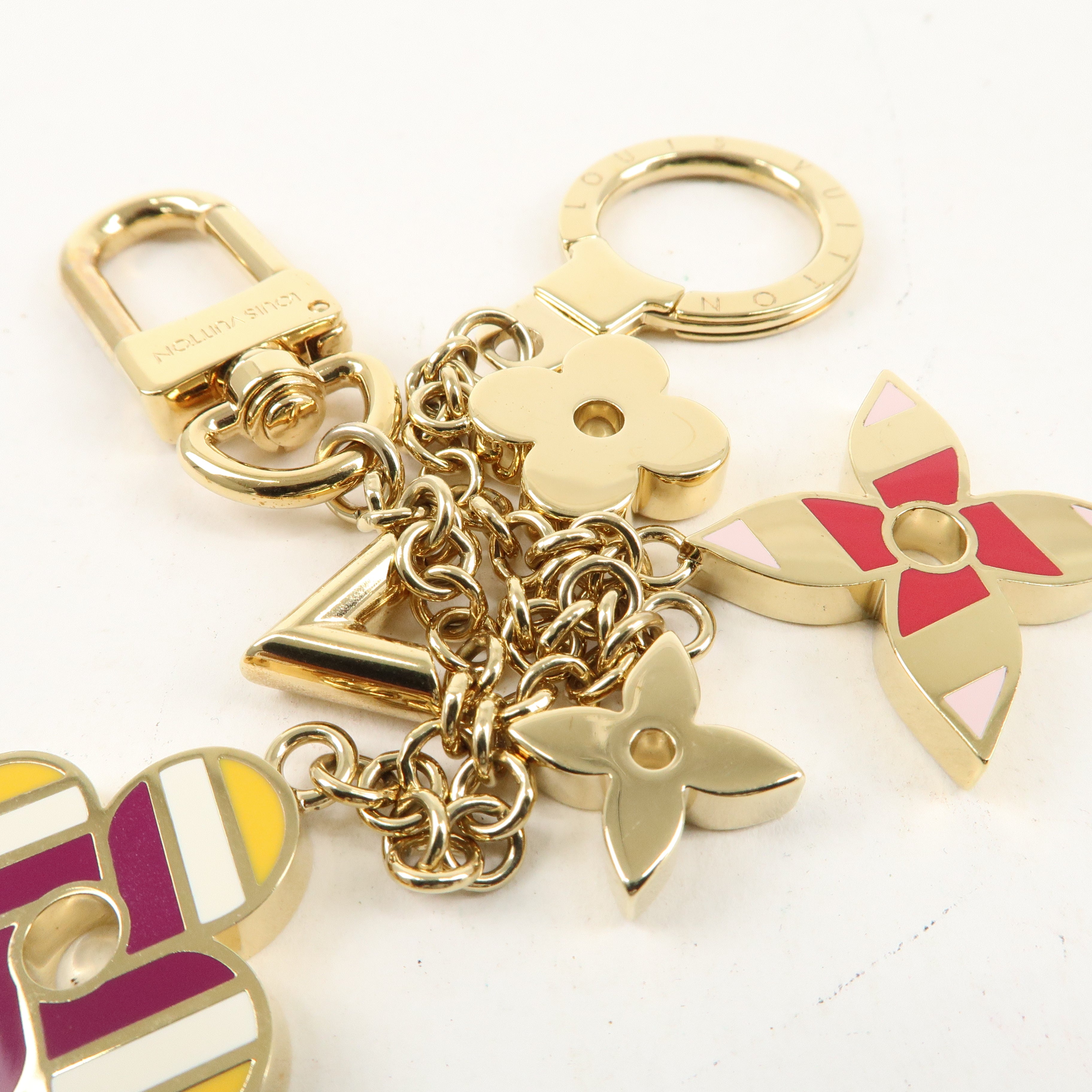 Louis Vuitton Chain Pop Flower Bag Charm Yellow Gold M68002