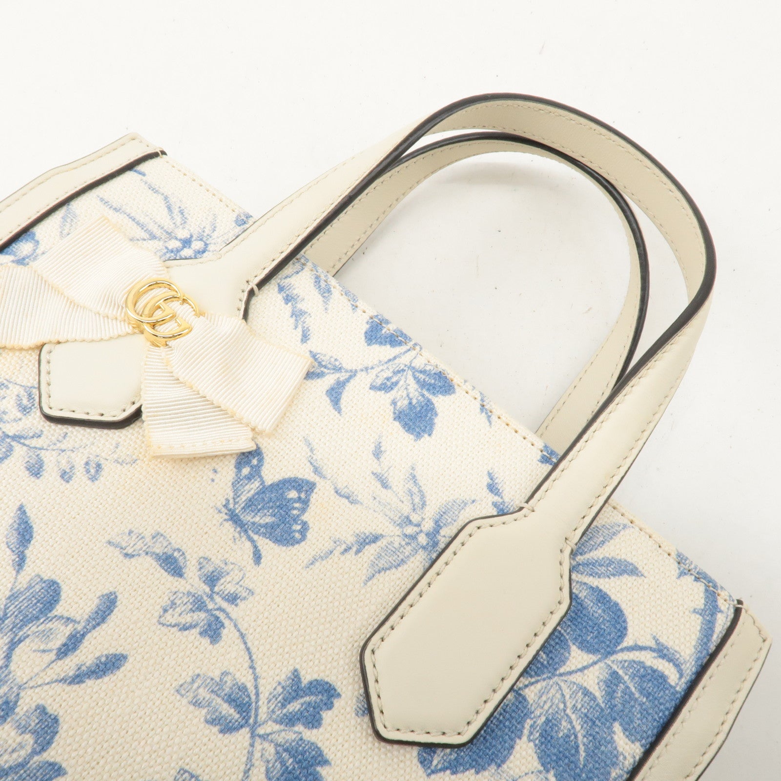 GUCCI GG Ribbon Japan Limited 2way Shoulder Bag White Blue 443089