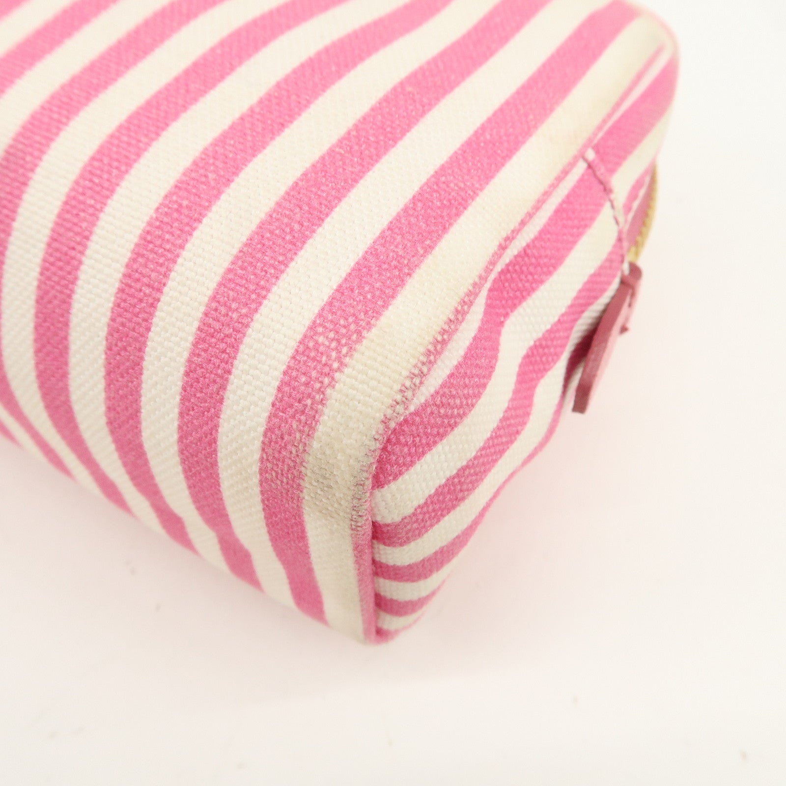 PRADA Capana Canvas Pouch Pink White Stripe 1NA021