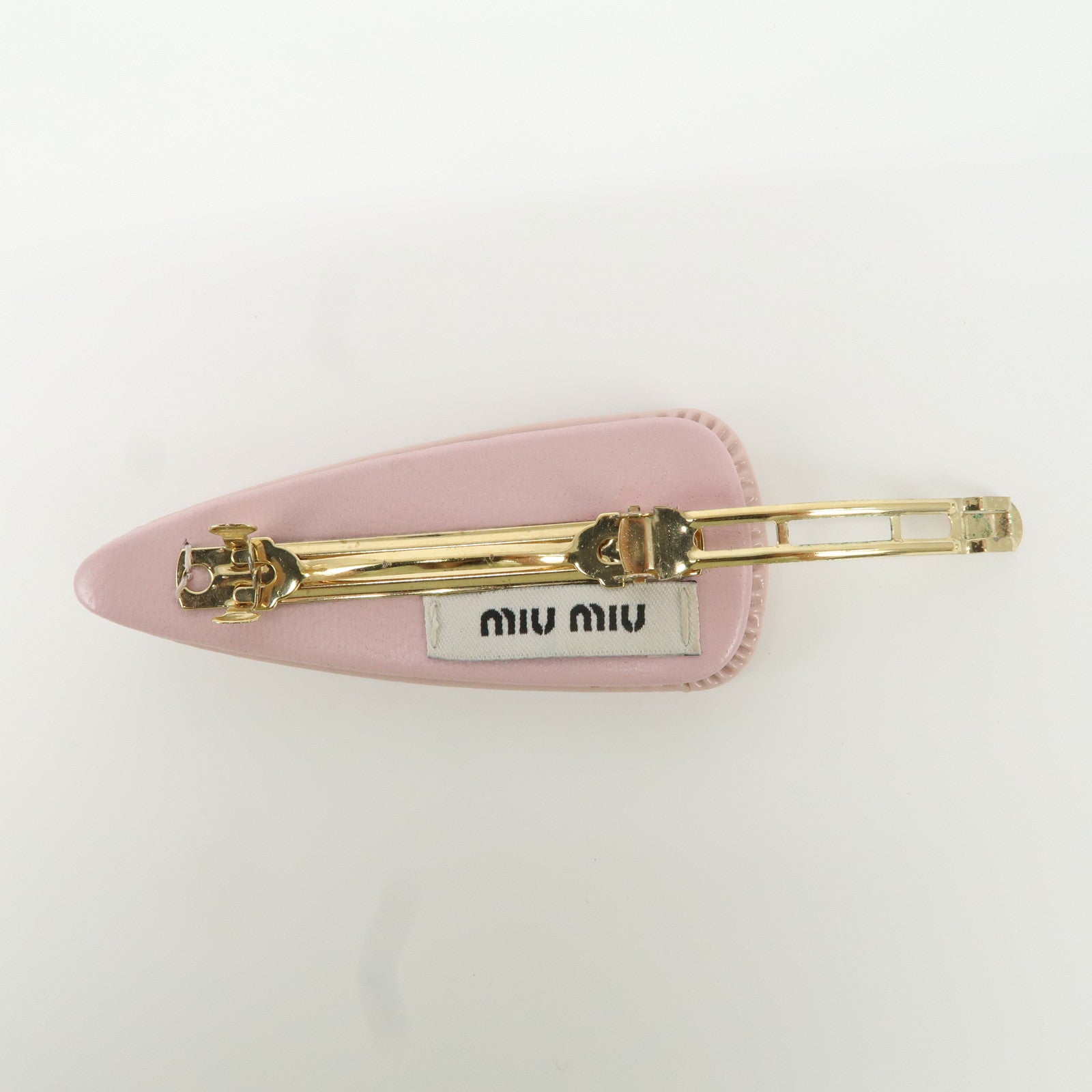 MIU MIU Patent Leather Hair Clip Pink Beige