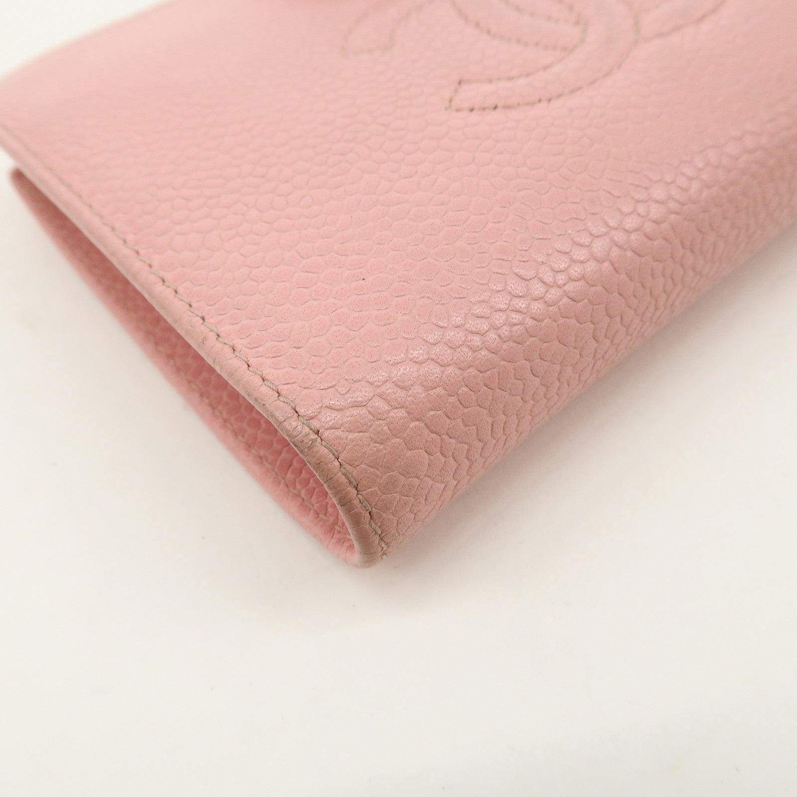 CHANEL Caviar Skin Coco Mark Bi-fold Small Wallet Pink A13497