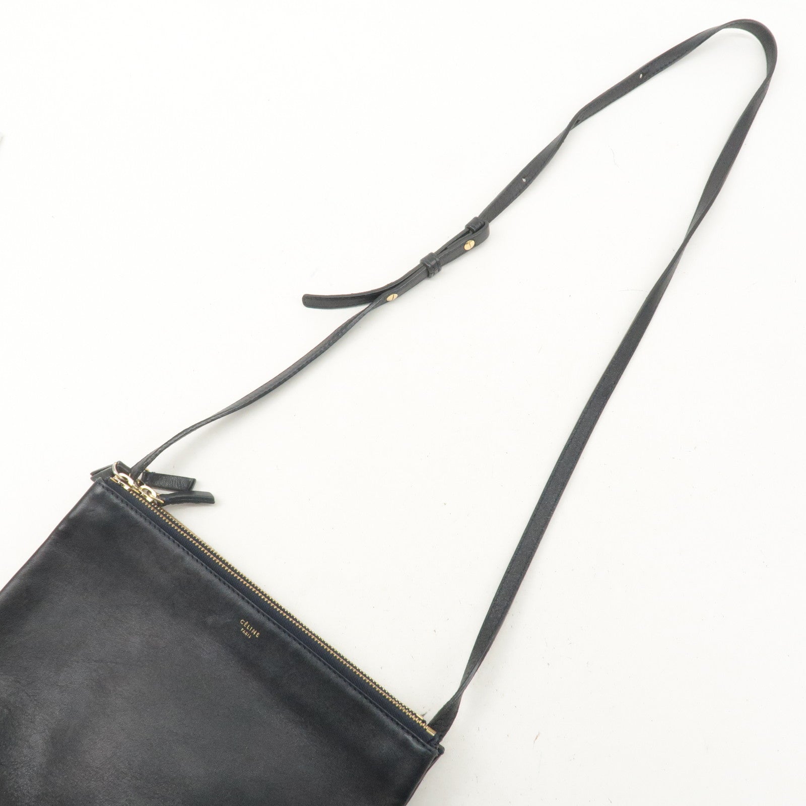 CELINE Leather Trio Large Shoulder Bag Balck