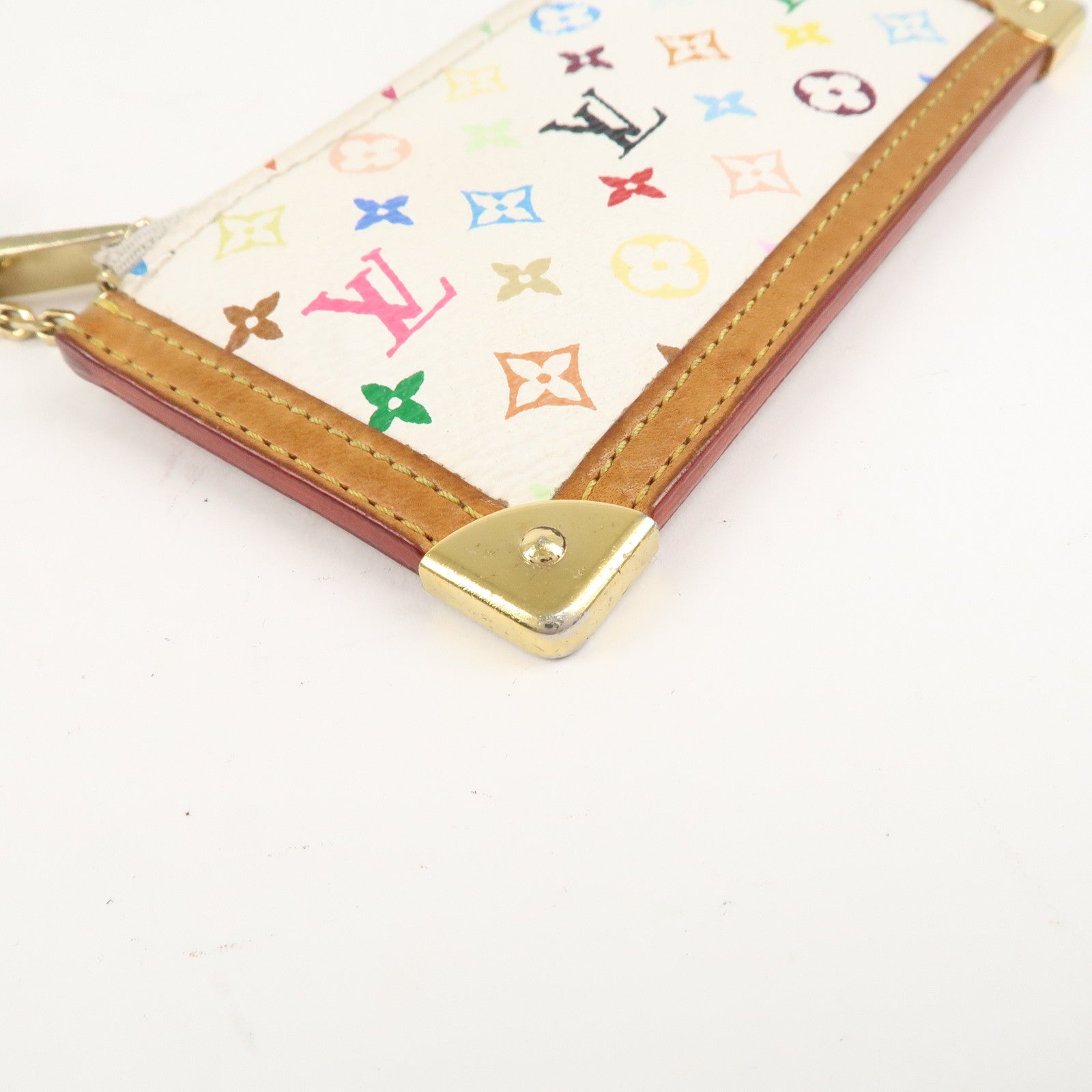 Louis Vuitton Monogram Multicolor Pochette Cles Blanc M92655