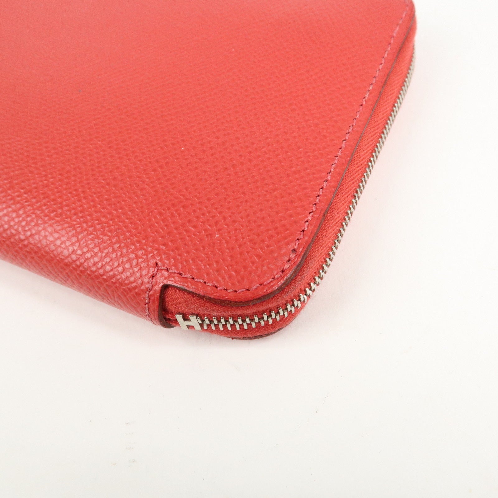 HERMES Leather Veau Epsom Azap Long Silkin Wallet Red Used