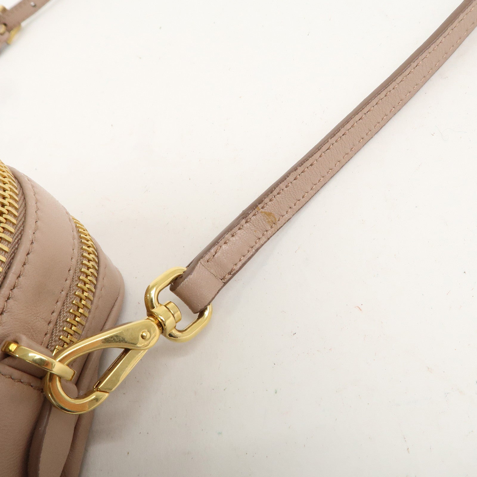 MIU MIU Matelasse Lamb Leather Shoulder Bag Pink Beige 5BH539