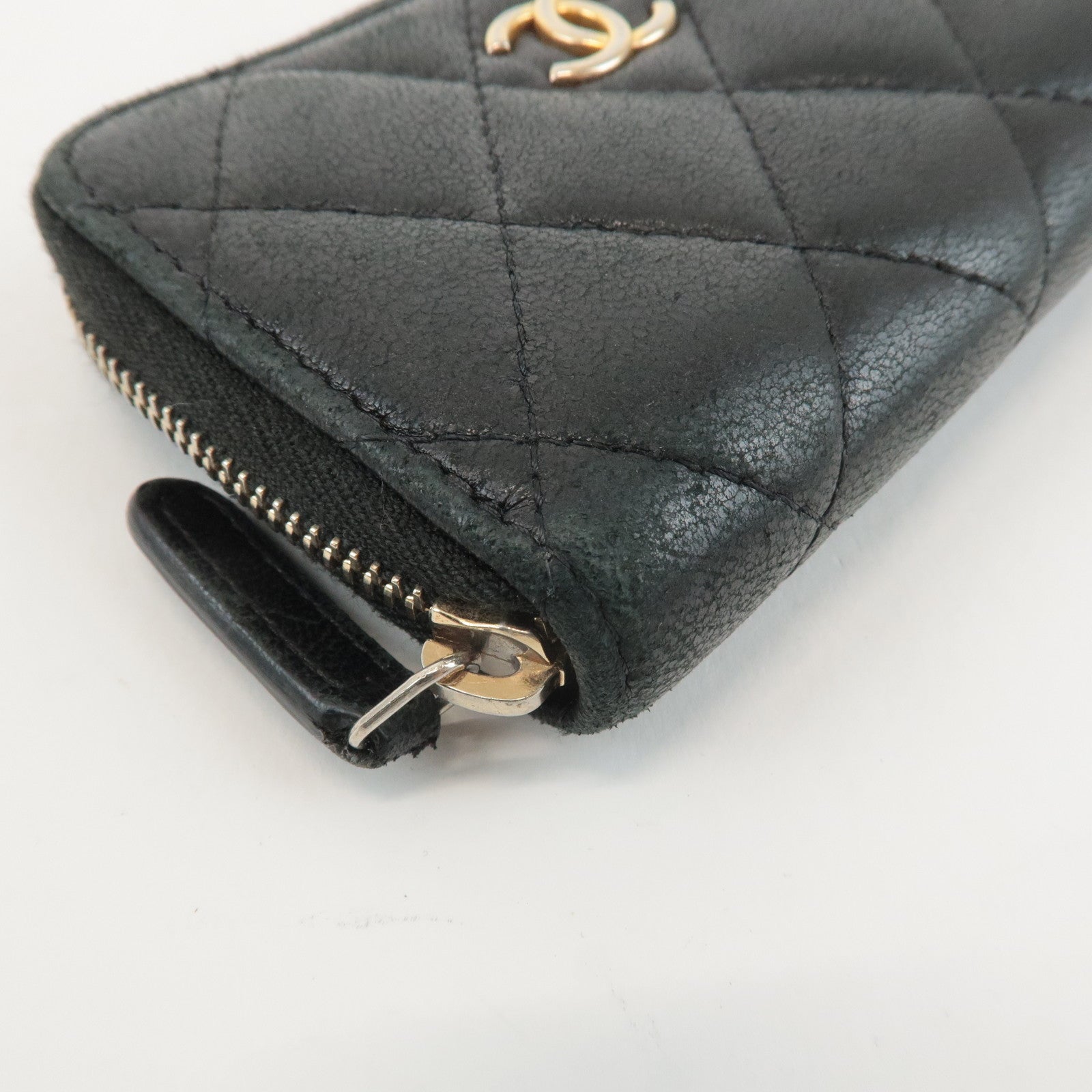 CHANEL Caviar Skin Round Zipper Coin Case Black A69271 Used