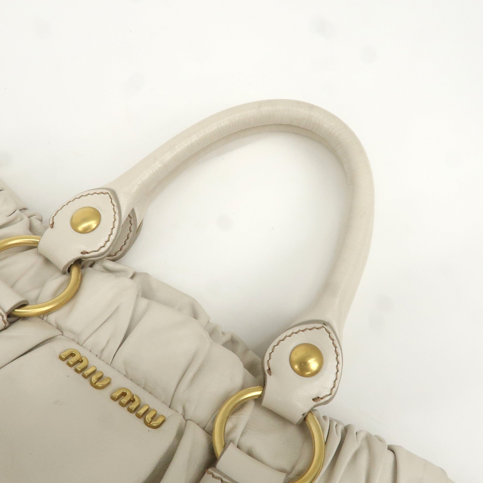 MIU MIU Leather 2WAY Bag Hand Bag White