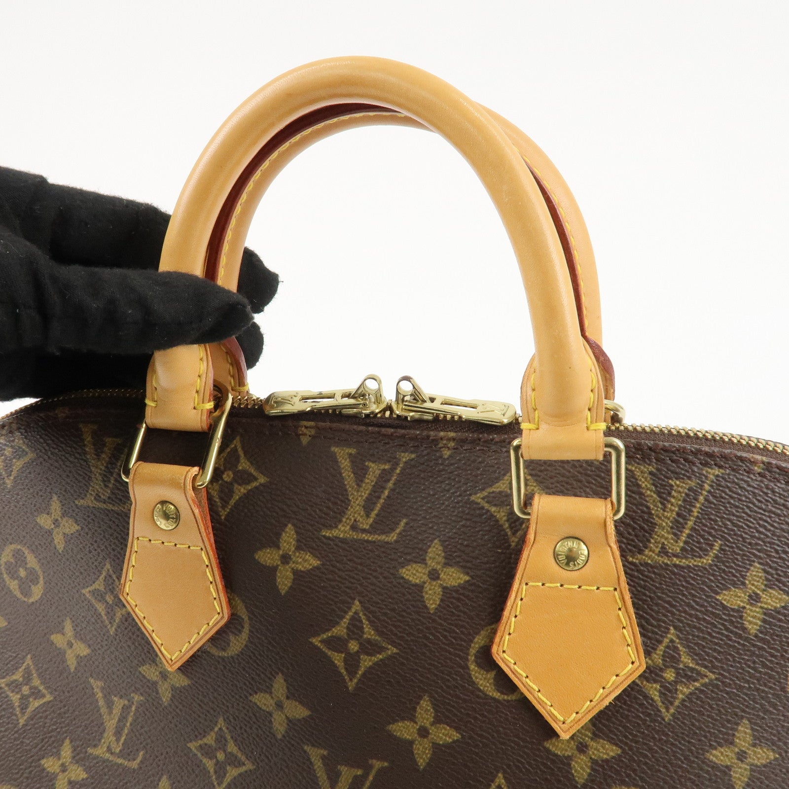 Louis Vuitton Monogram Alma Hand Bag Brown Gold Hardware M51130