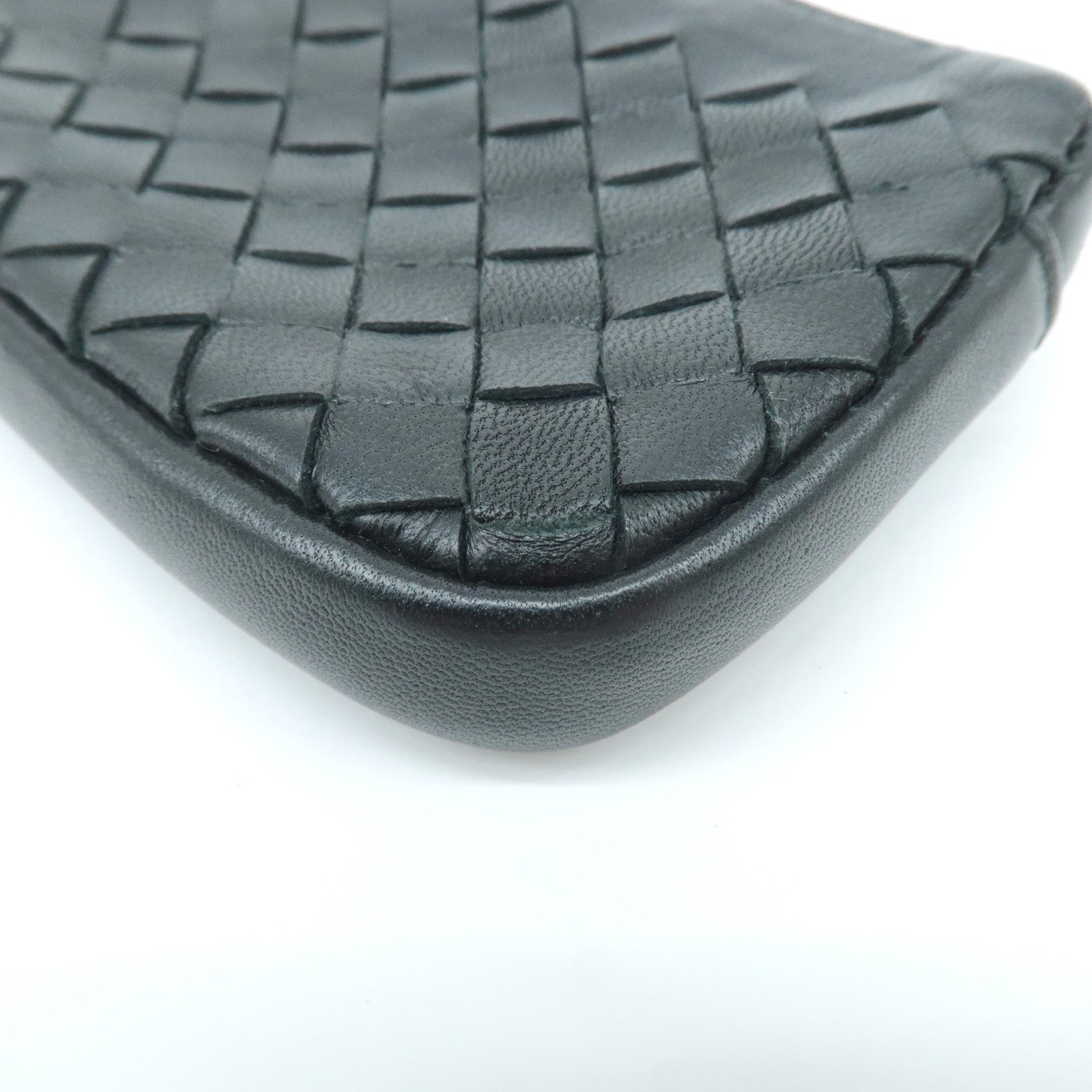 BOTTEGA VENETA Intrecciato Leather Coin Case Black 233808