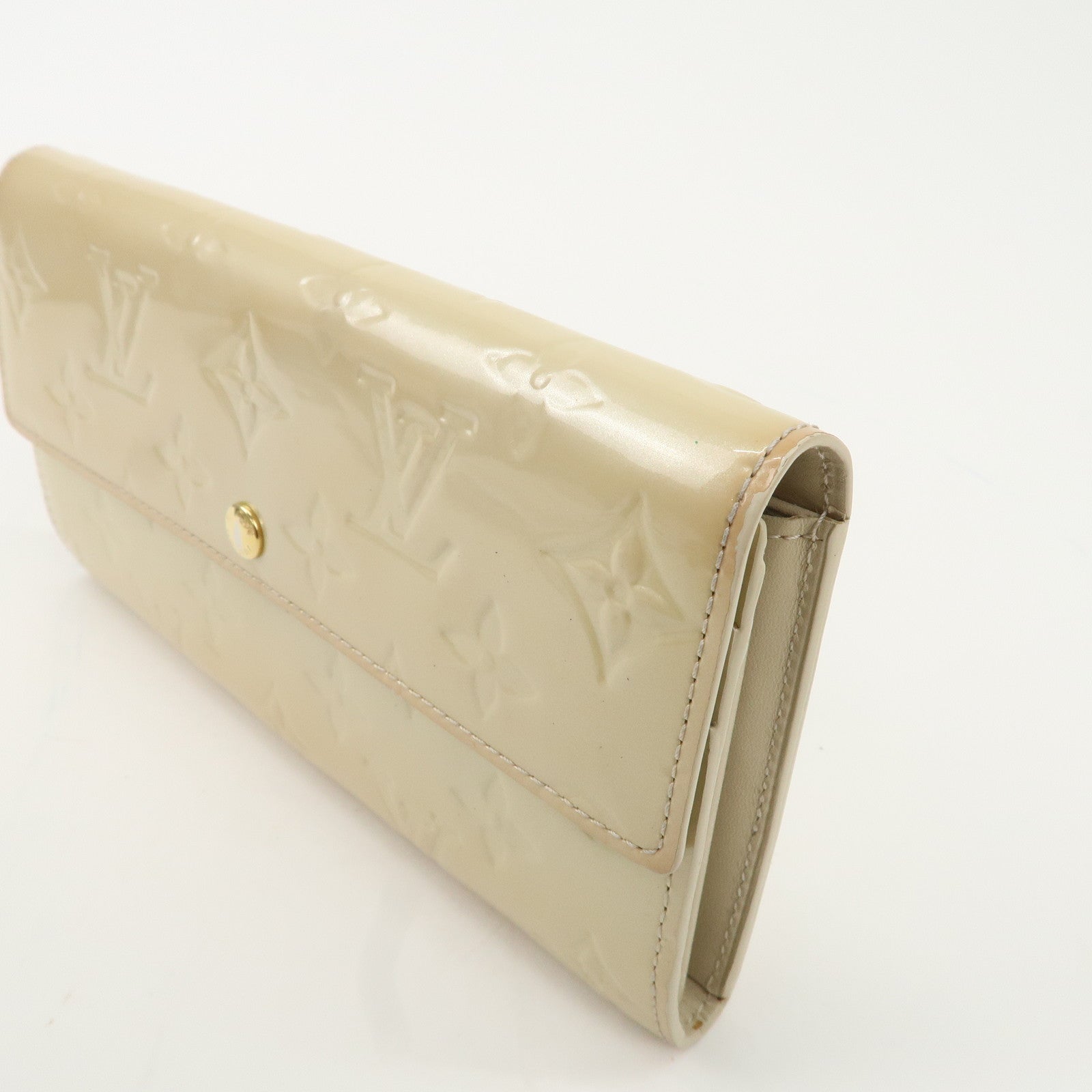 Louis Vuitton Vernis Set of 2 Wallet Beige M91466 M91210 Used