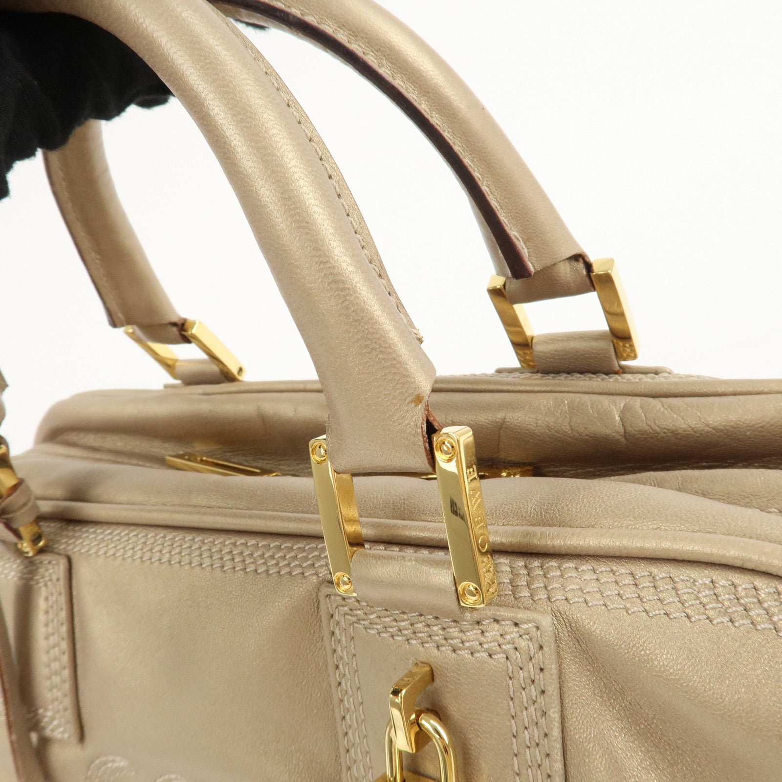 LOEWE Anagram Nappa Leather Amazona 28 Hand Bag Gold Used