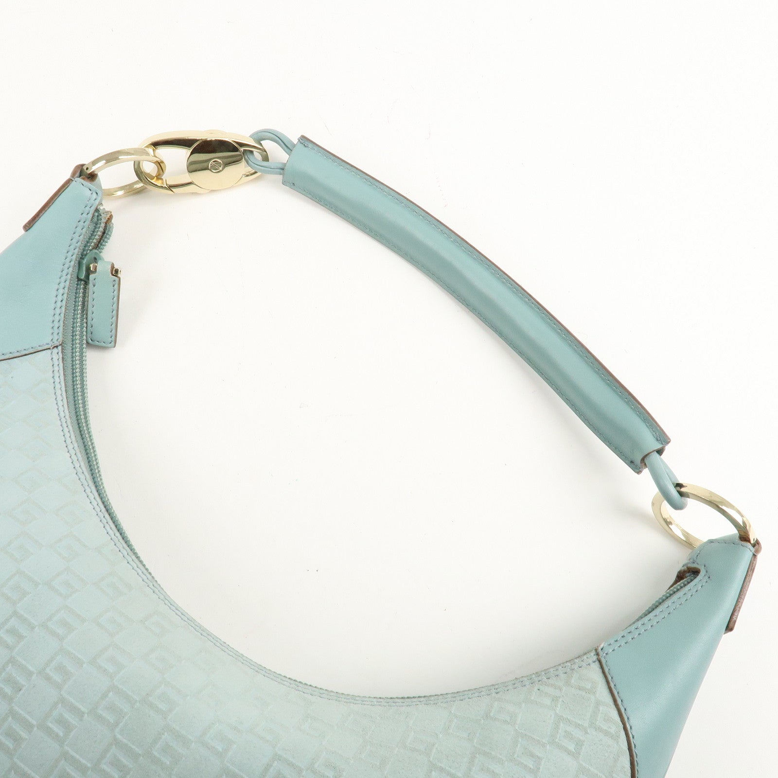 GUCCI Suede Leather Shoulder Bag Hand Bag Light Blue 001.4158