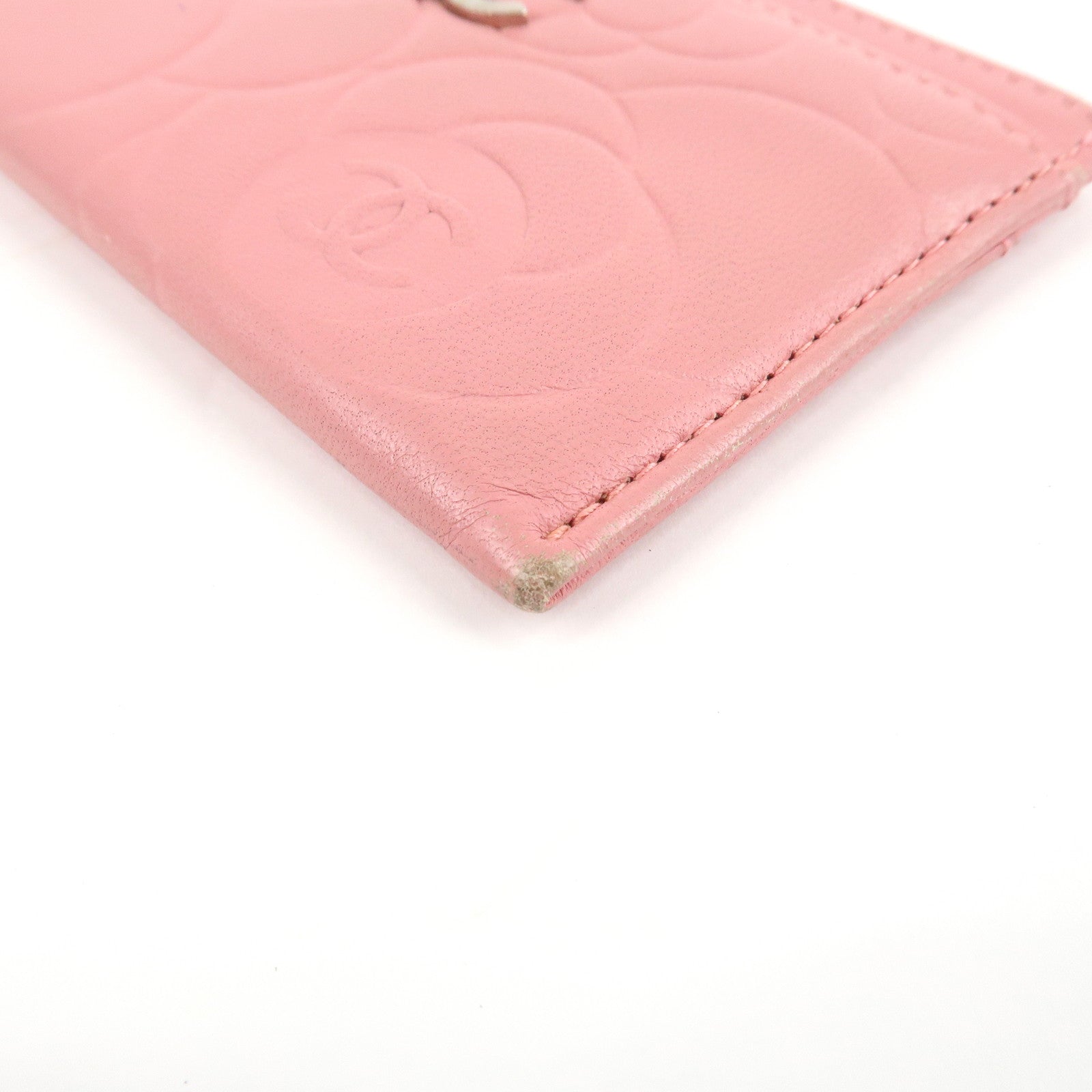 CHANEL Camelia Lamb Skin Card Case Pink A82286