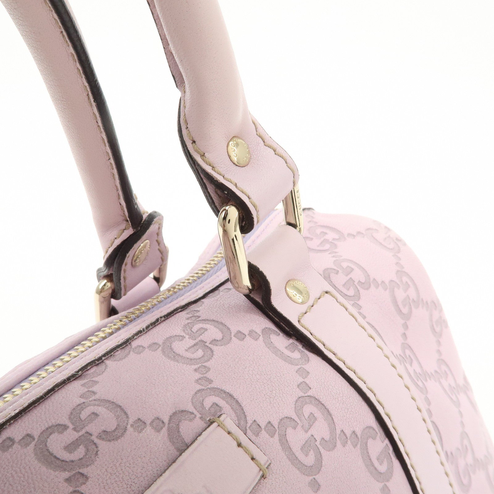 GUCCI Guccissima Leather Mini Boston Bag Light Purple 193604 Used