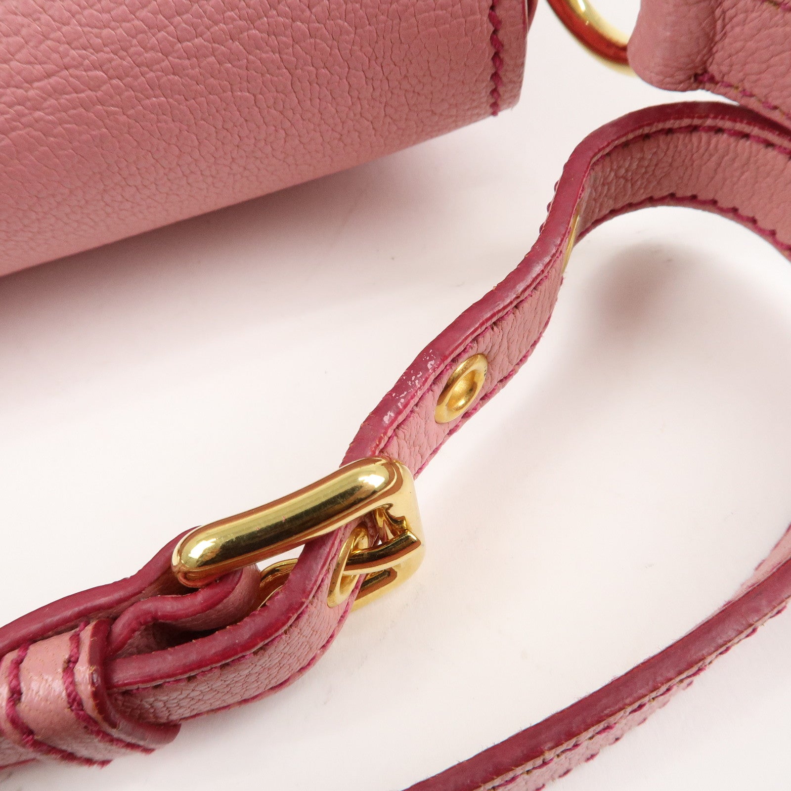 MIU MIU Madras Leather Bicore bicolor Shoulder Bag Pink Used